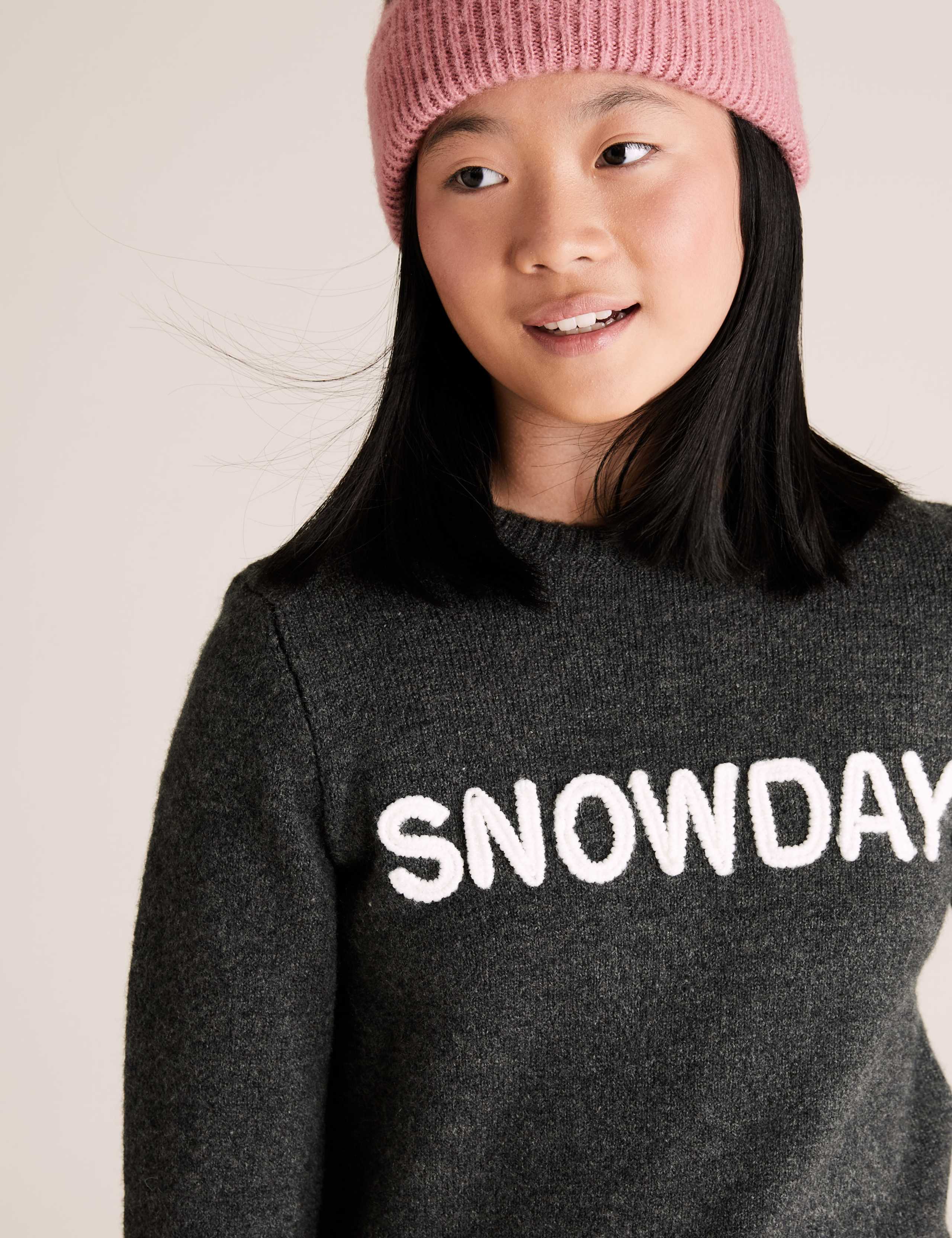 Knitted Snowday Slogan Jumper (6-16 Yrs) 3 of 4