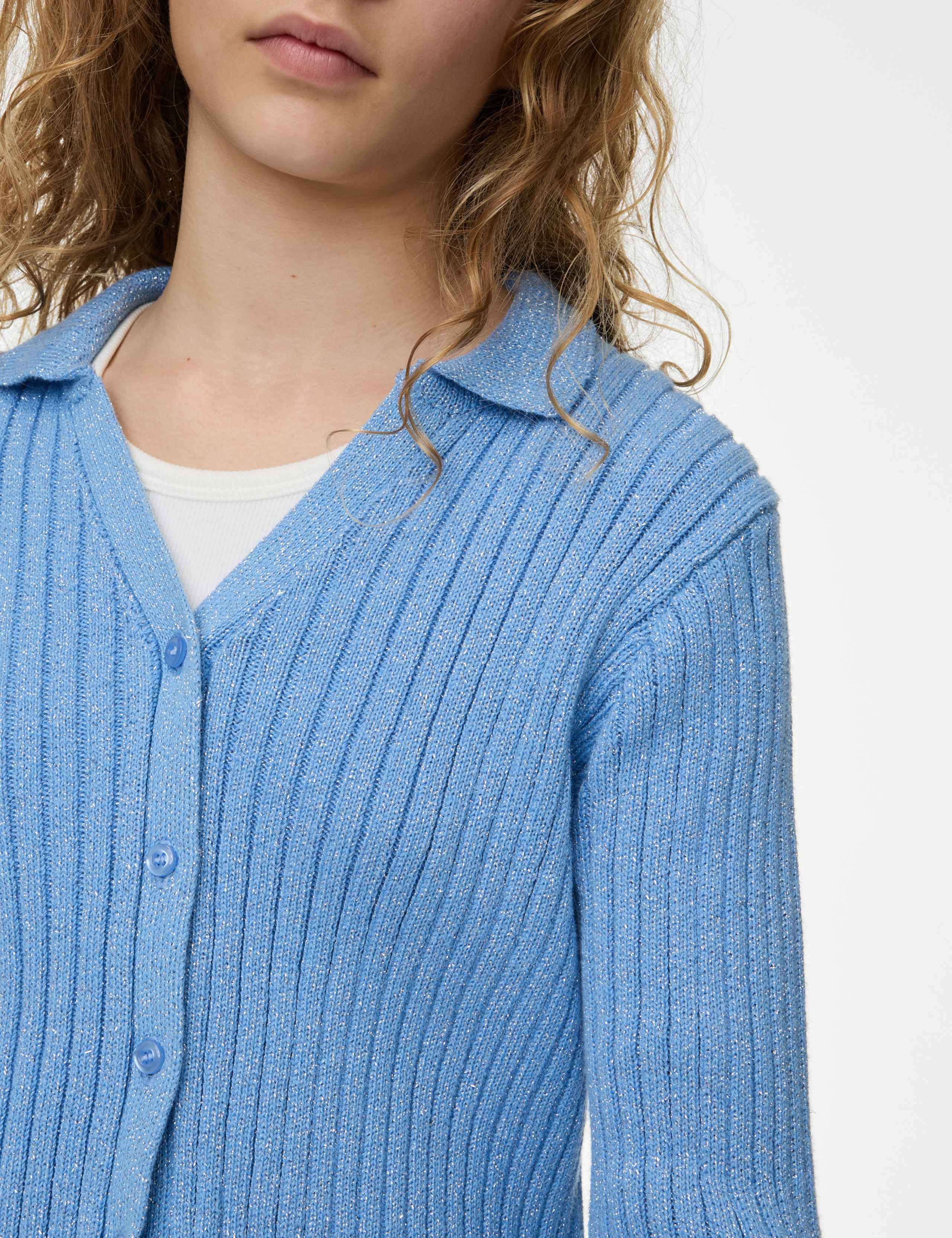 Cotton Rich Sparkly Knitted Cardigan (6-16 Yrs) 3 of 4