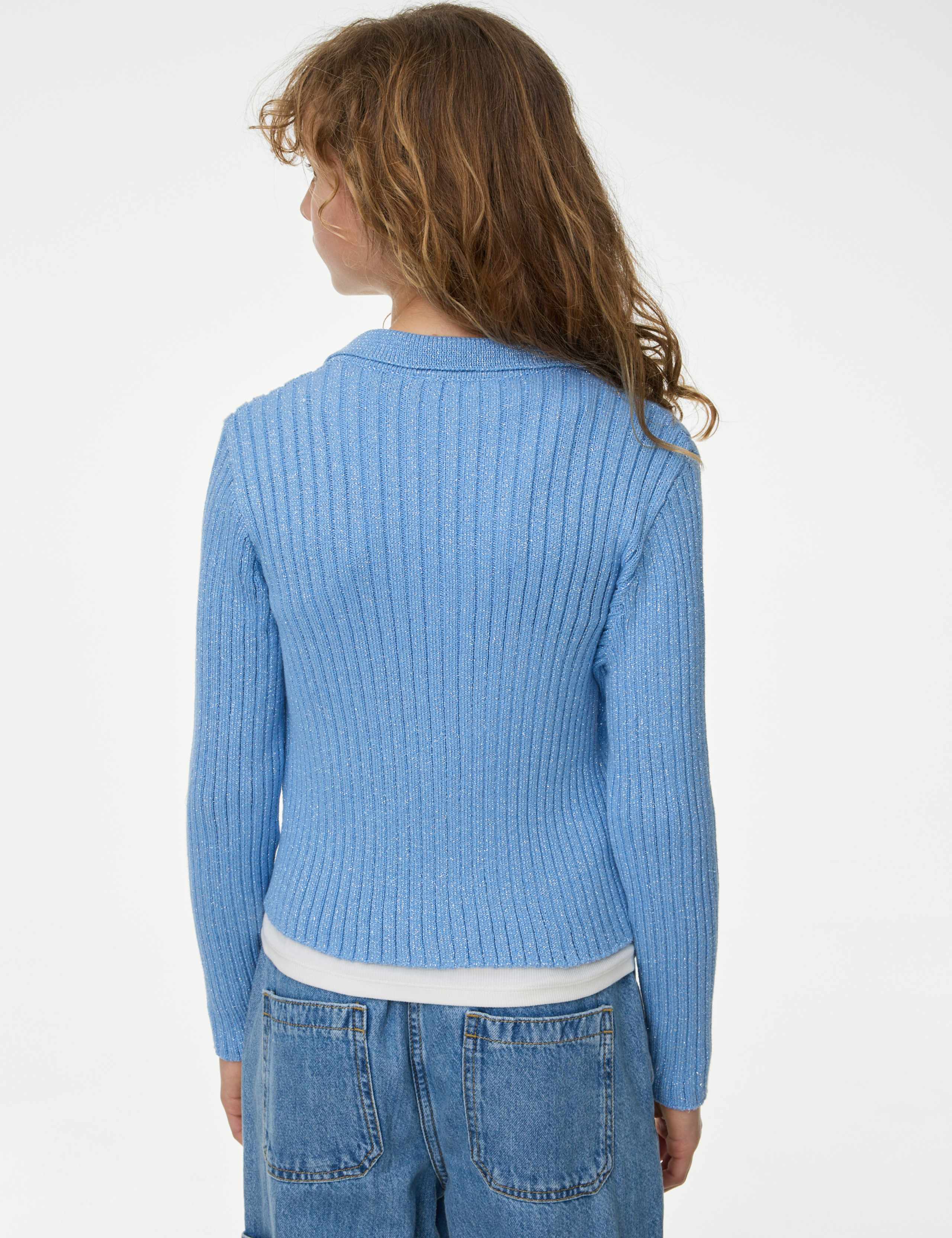 Cotton Rich Sparkly Knitted Cardigan (6-16 Yrs) 4 of 4