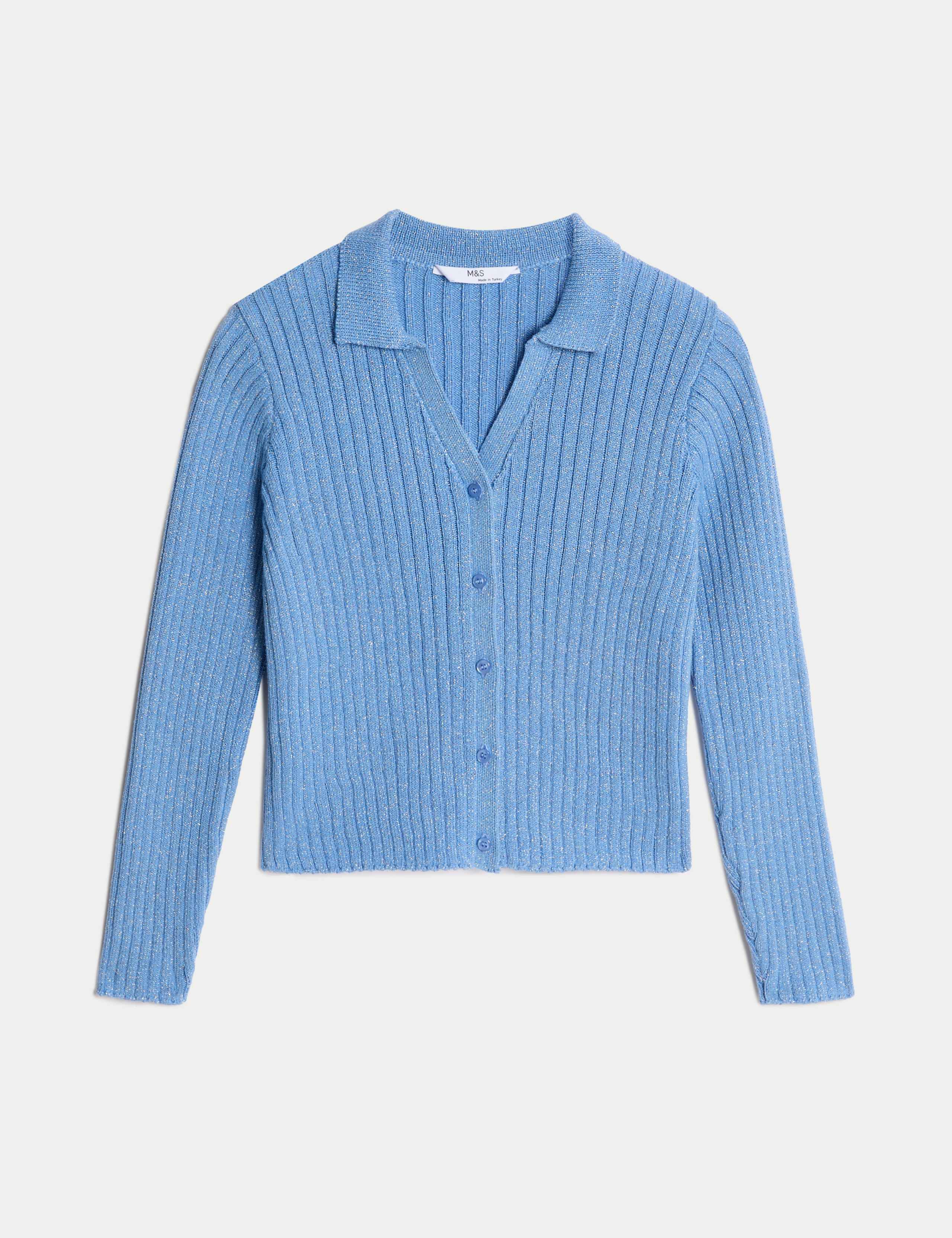 Cotton Rich Sparkly Knitted Cardigan (6-16 Yrs) 2 of 4