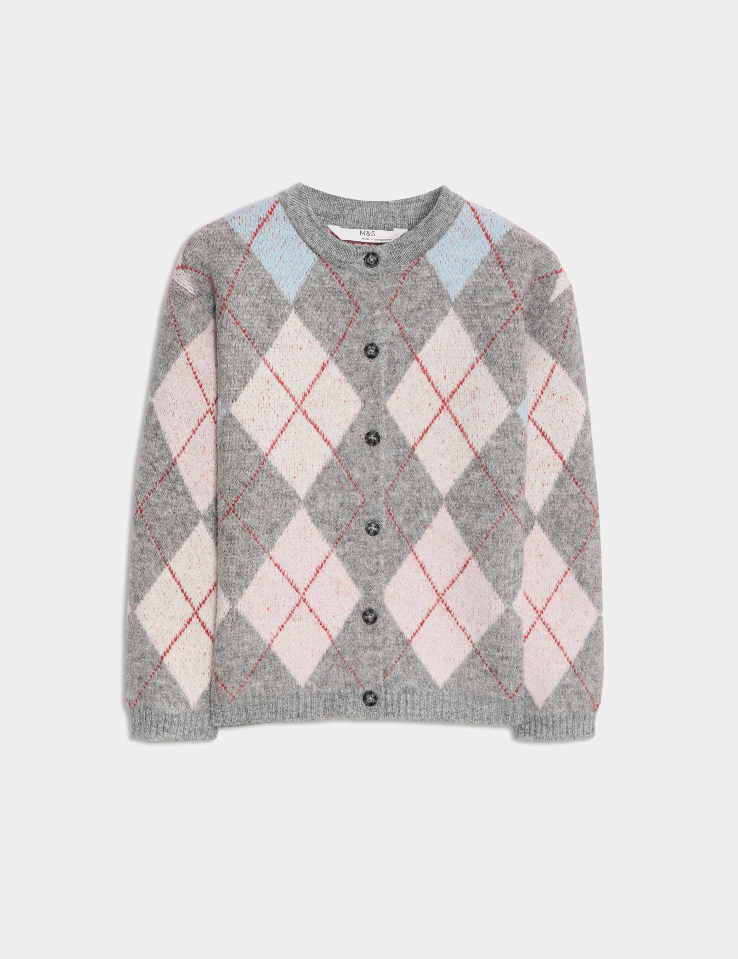 Argyle Button Through Cardigan (6-16 Yrs) 2 of 7