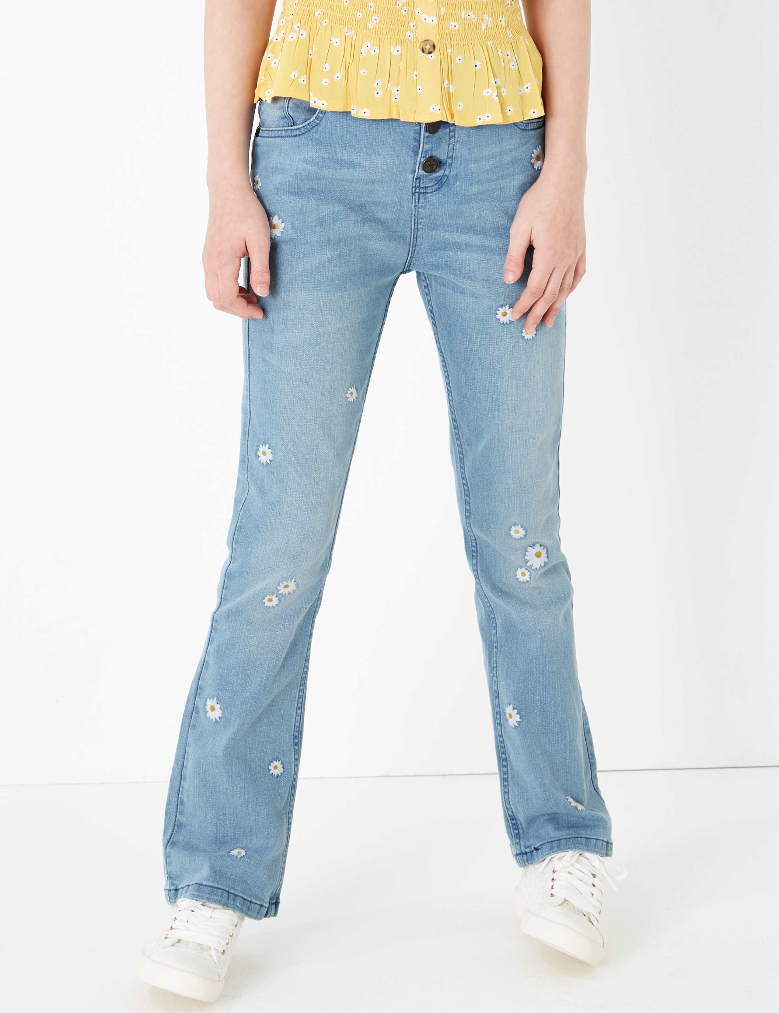 Cotton Embroidered Floral Jeans (6-16 Yrs) 3 of 6