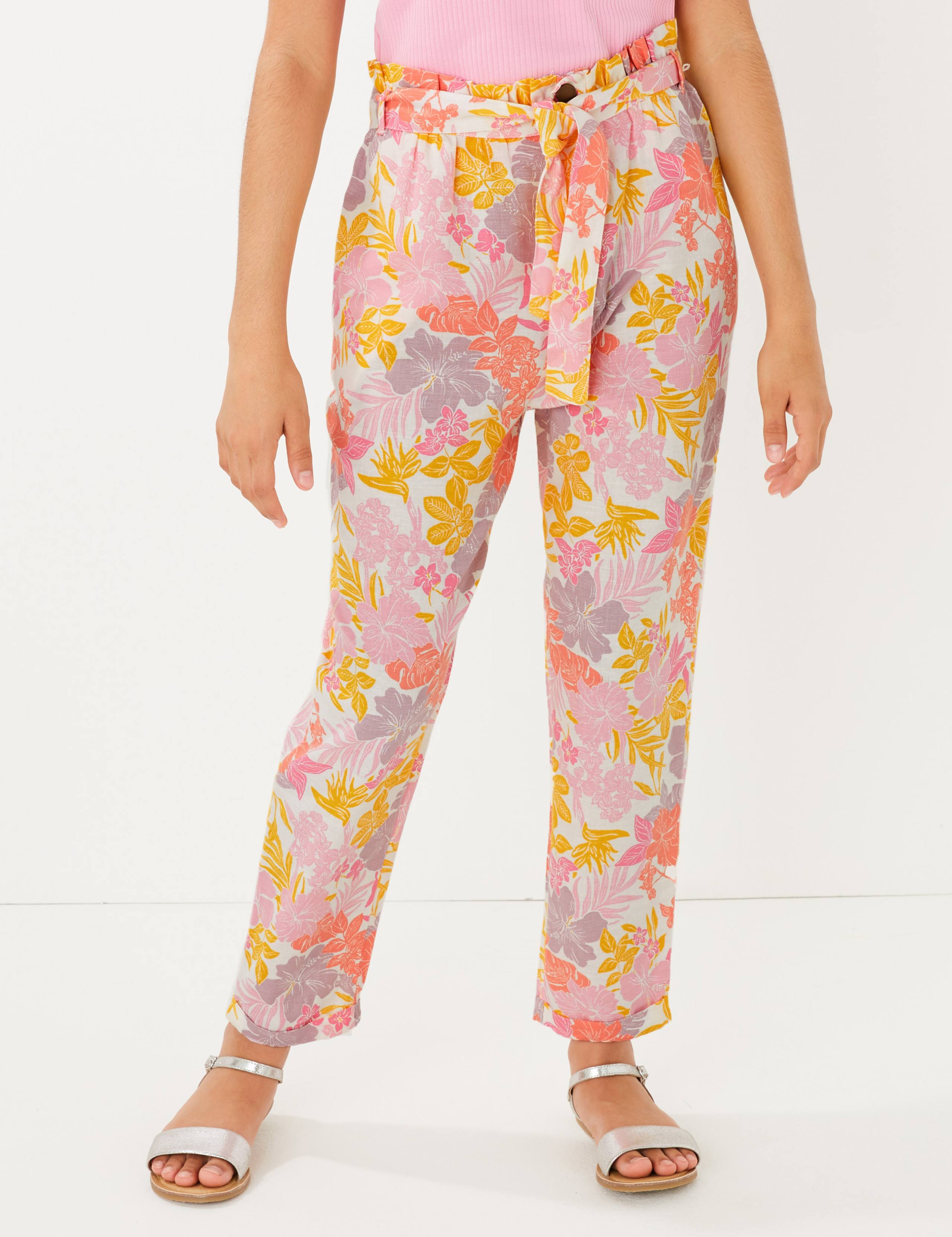 Regular Cotton Rich Floral Trousers (6-16 Yrs) 3 of 4