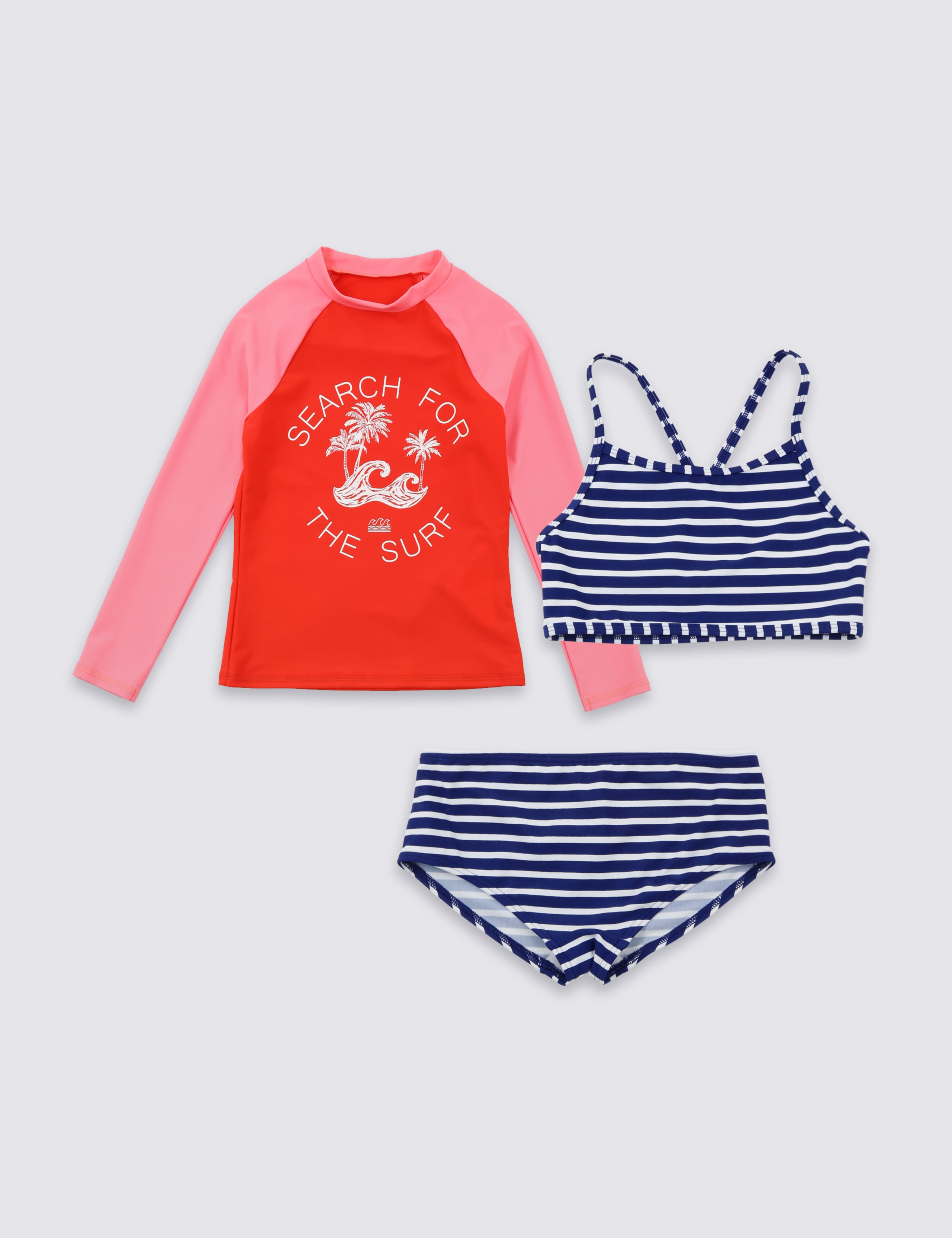 3 Piece Colour Block Swimsuit Set (3-16 Years) 1 of 3
