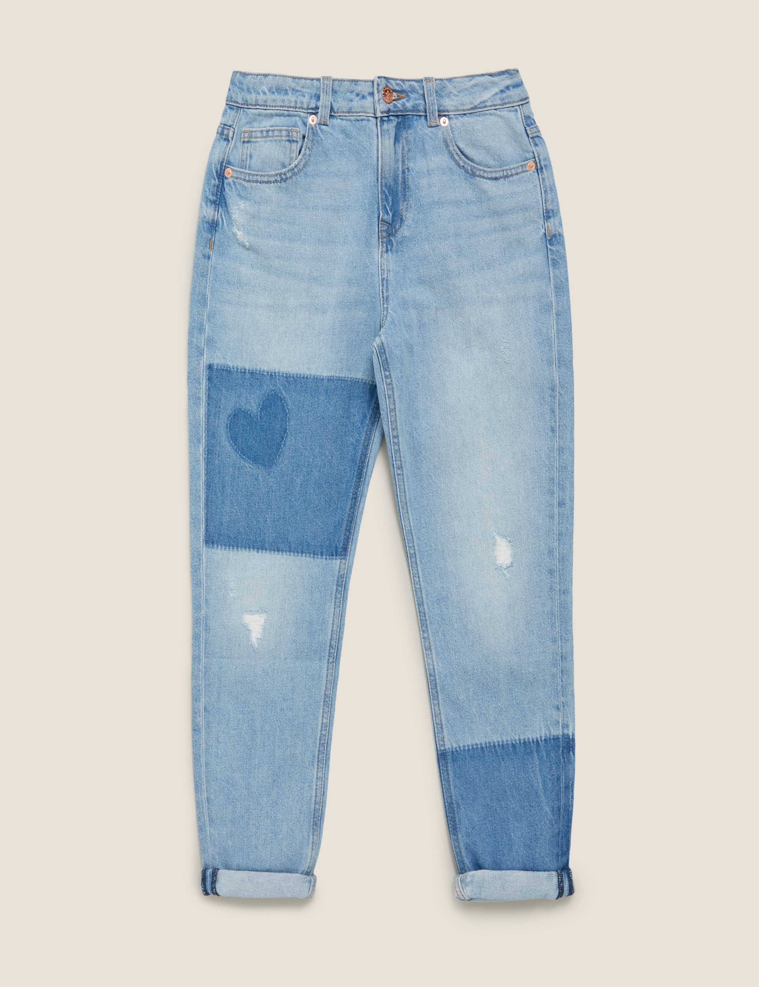 Mom Fit Denim Patchwork Jeans (6-16 Yrs) 2 of 5