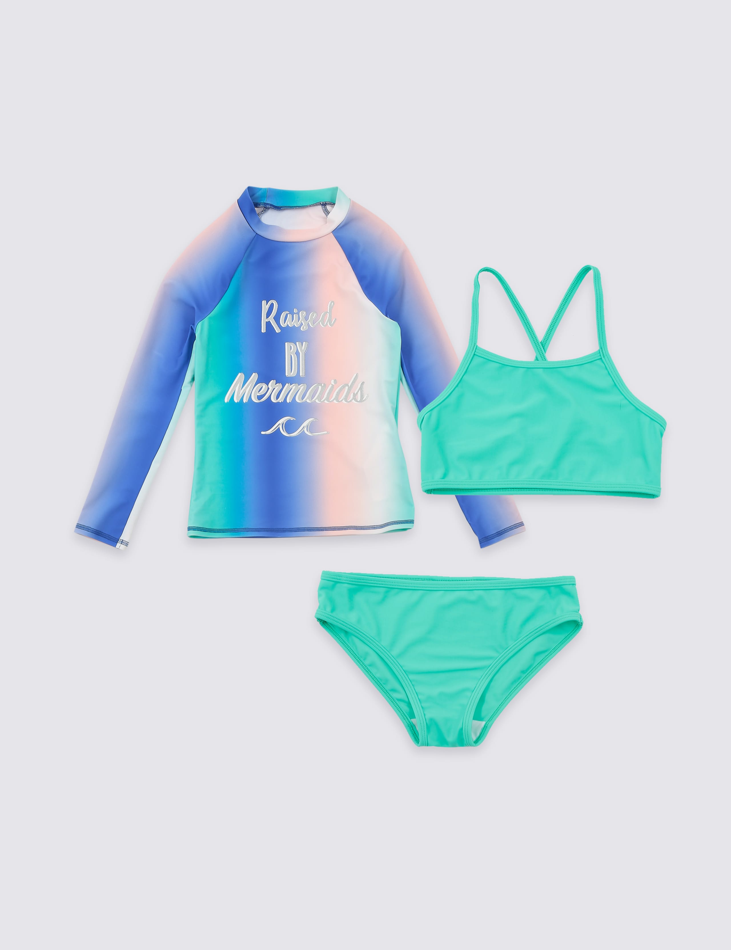 3 Piece Mermaid Swimsuit Set (3-16 Years) 1 of 3