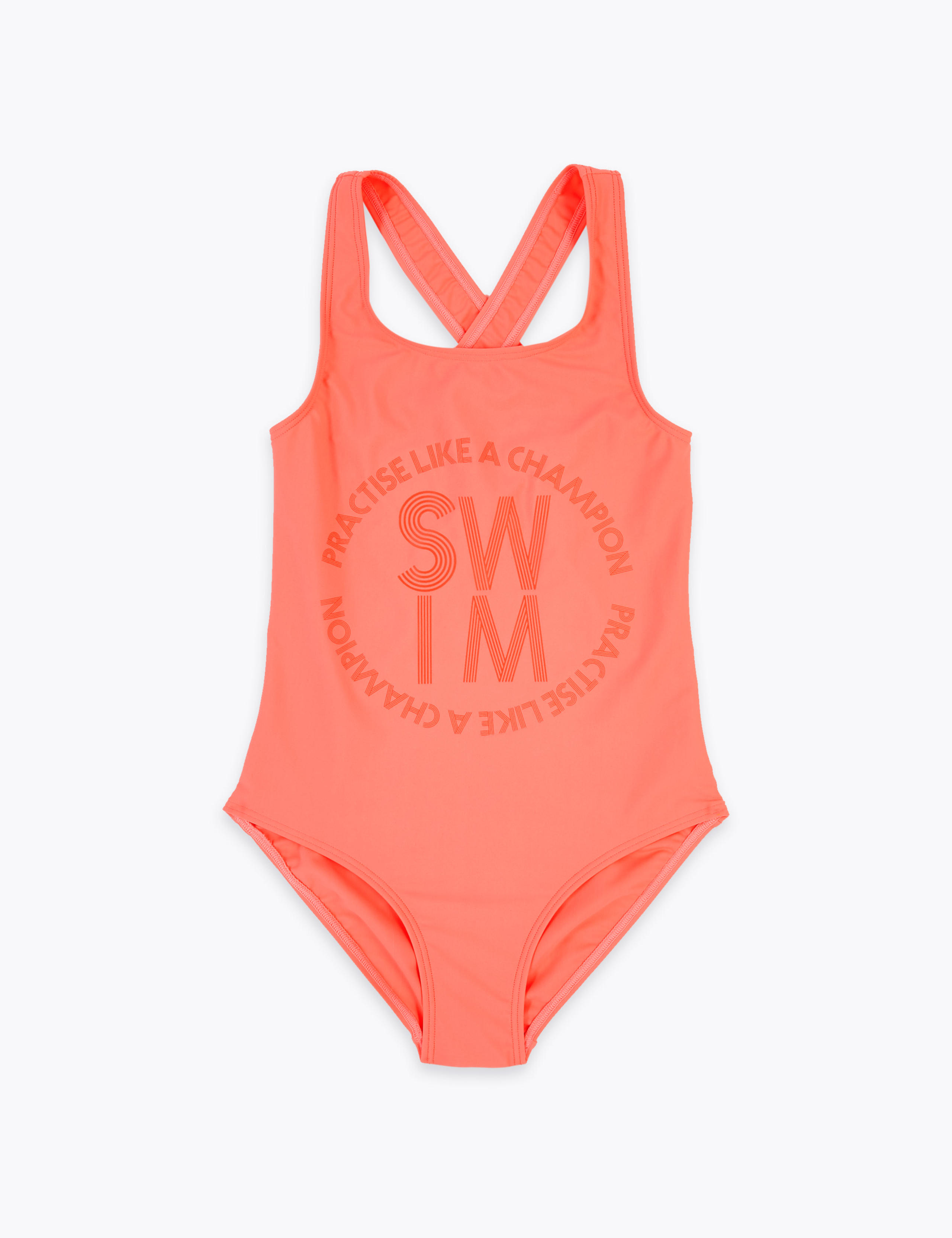 Practise Like a Champion Slogan Swimsuit (6-16 Yrs) 1 of 3