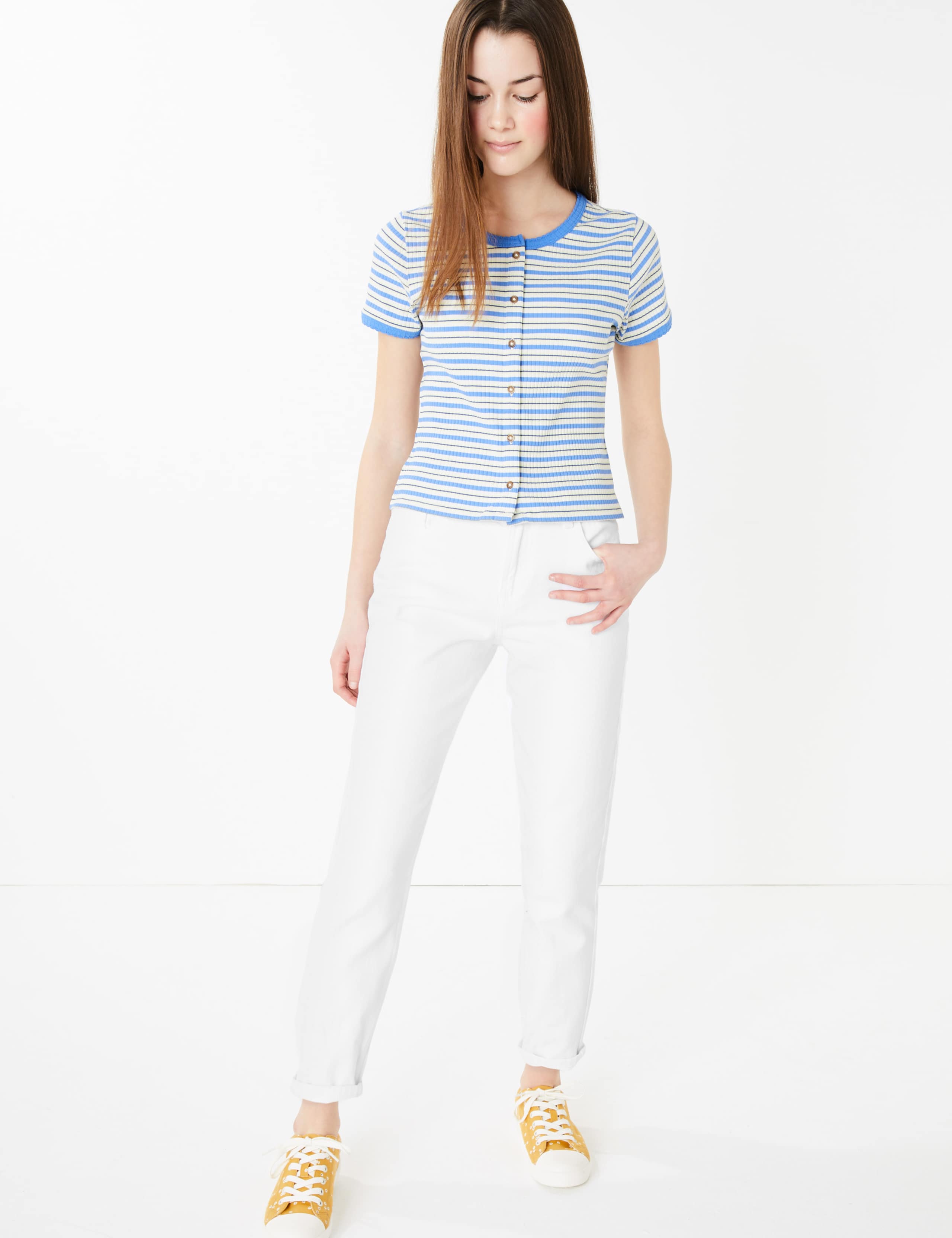Pure Cotton Mom Jeans (6-16 Yrs) 1 of 5