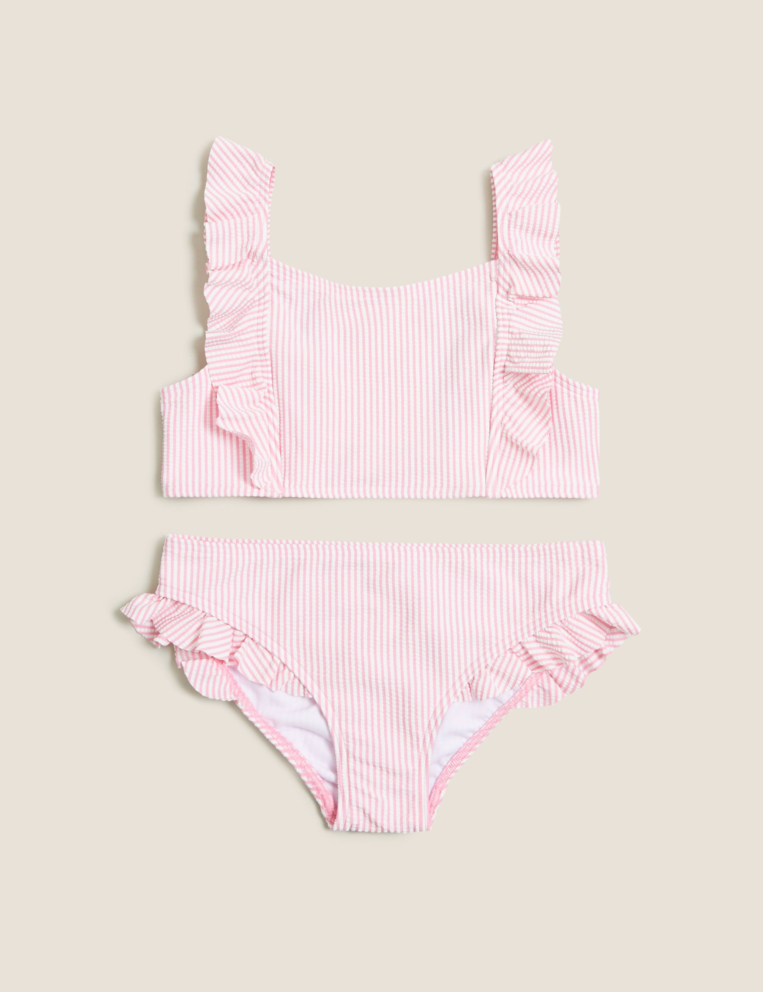 2pc Stripe Frill Seersucker Frill Bikini (6-14 Yrs) 1 of 1