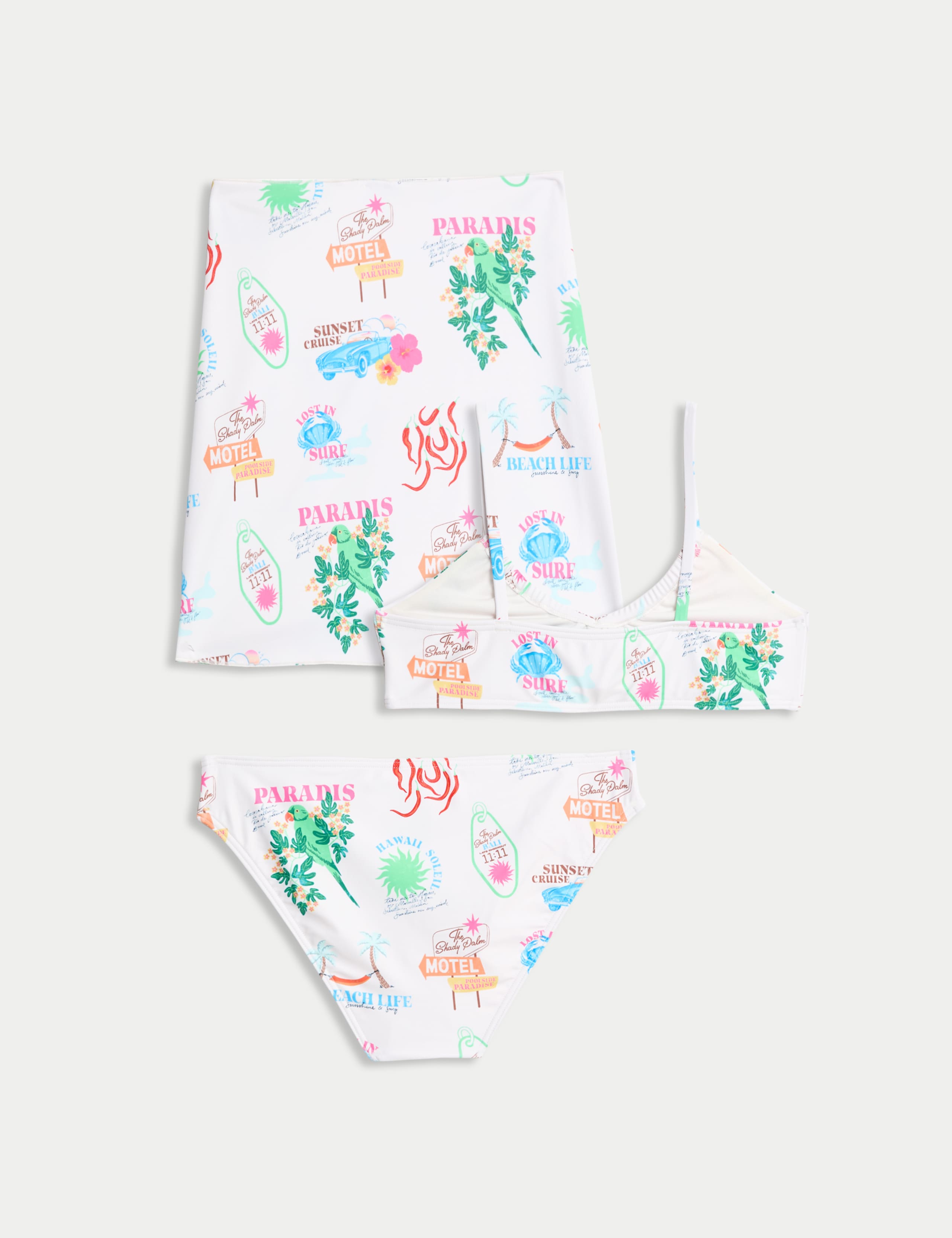 3pc Tropical Bikini with Sarong (6-16 Yrs) 3 of 3