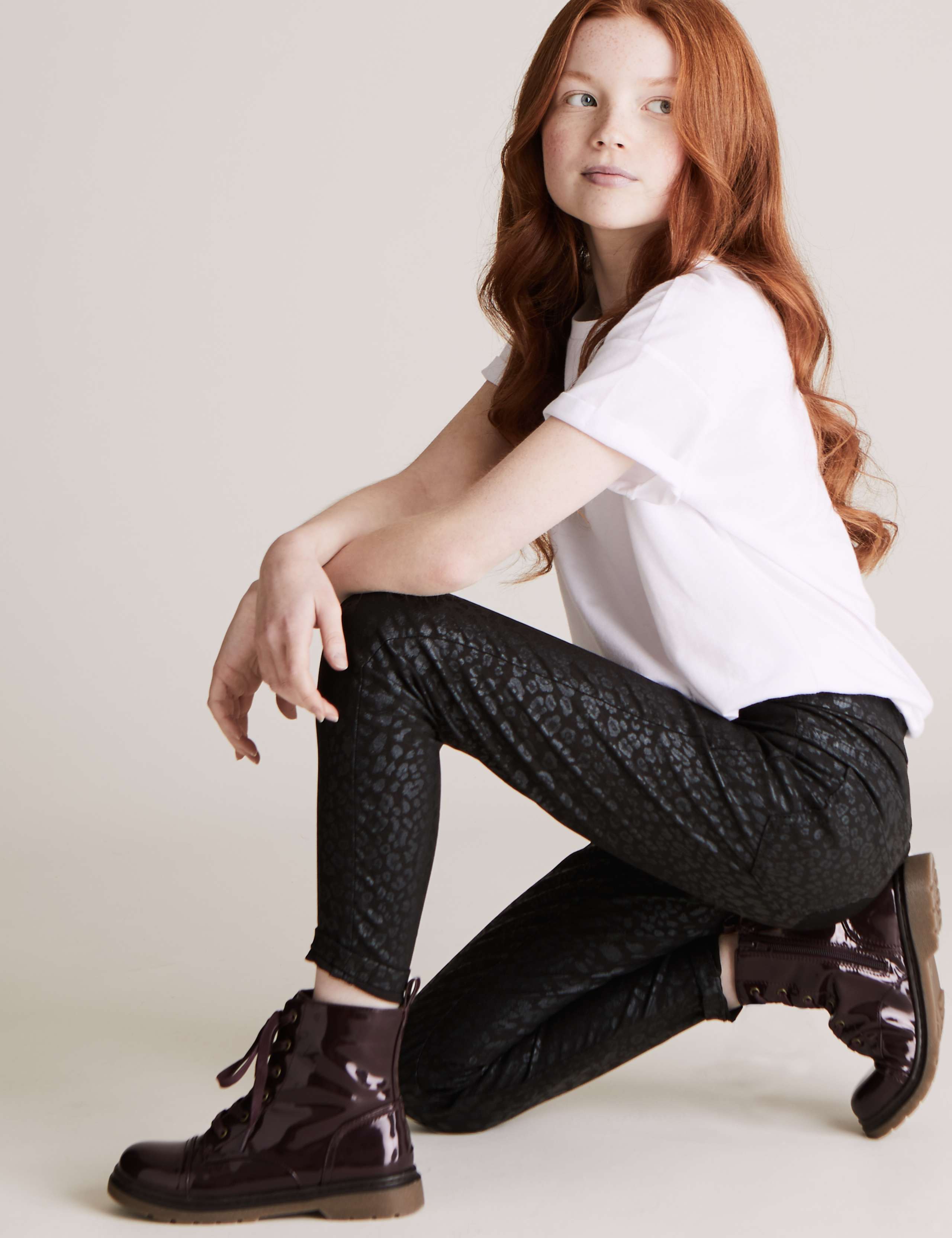Animal Print Coated Jeggings (6-16 Yrs) 1 of 5