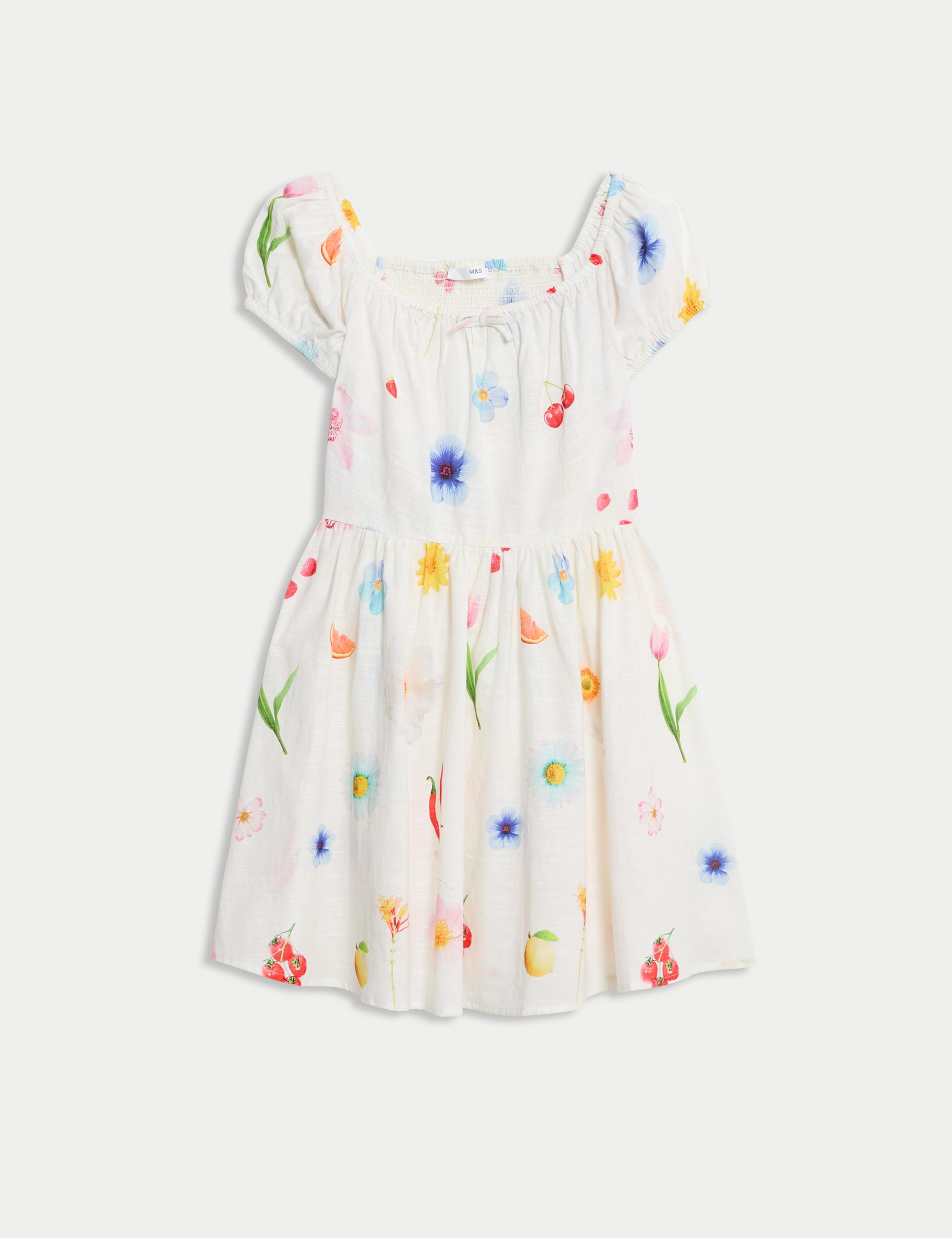 Pure Cotton Floral Dress (6-16 Yrs) 2 of 5