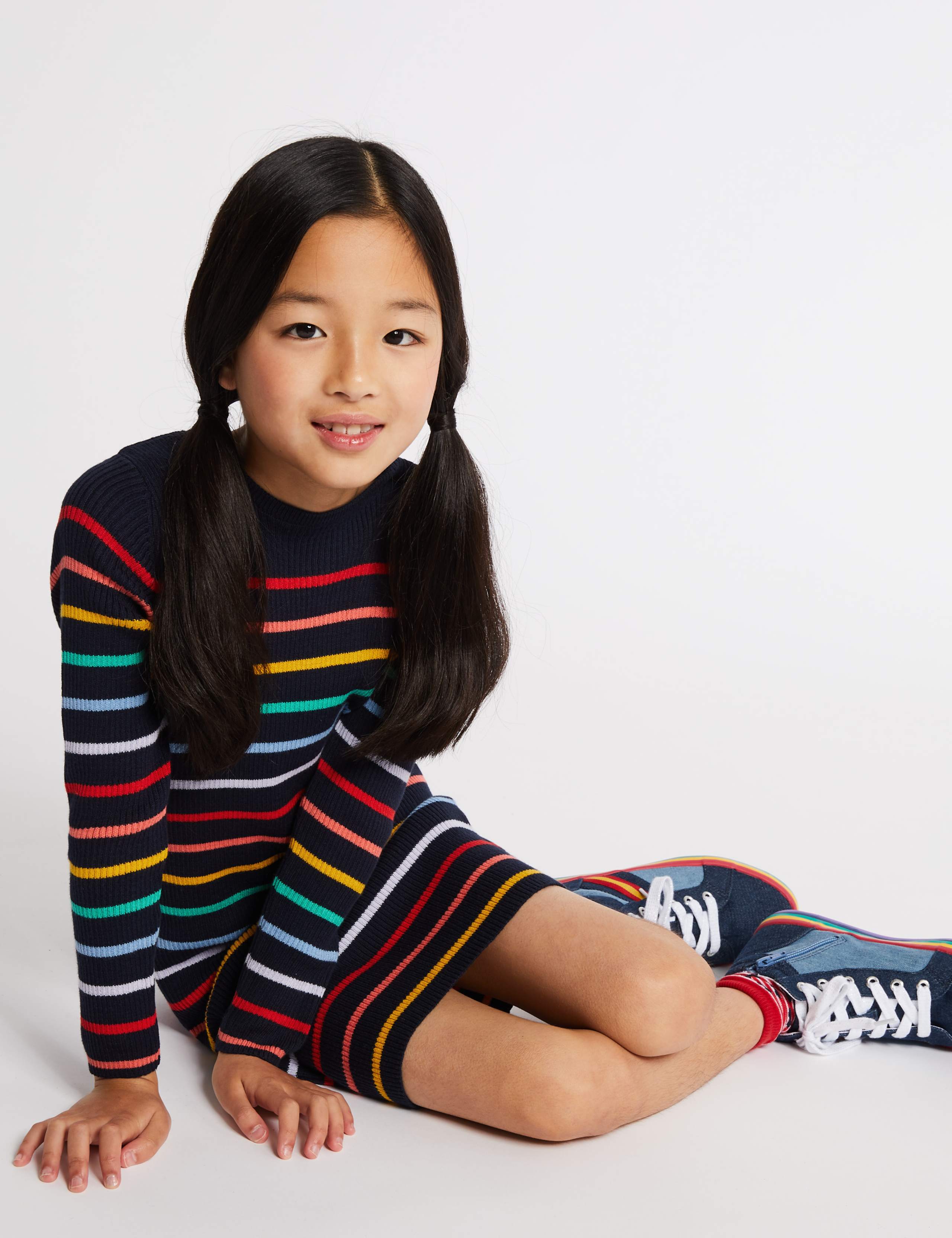 Striped Pure Cotton Dress (3-16 Years) 1 of 2