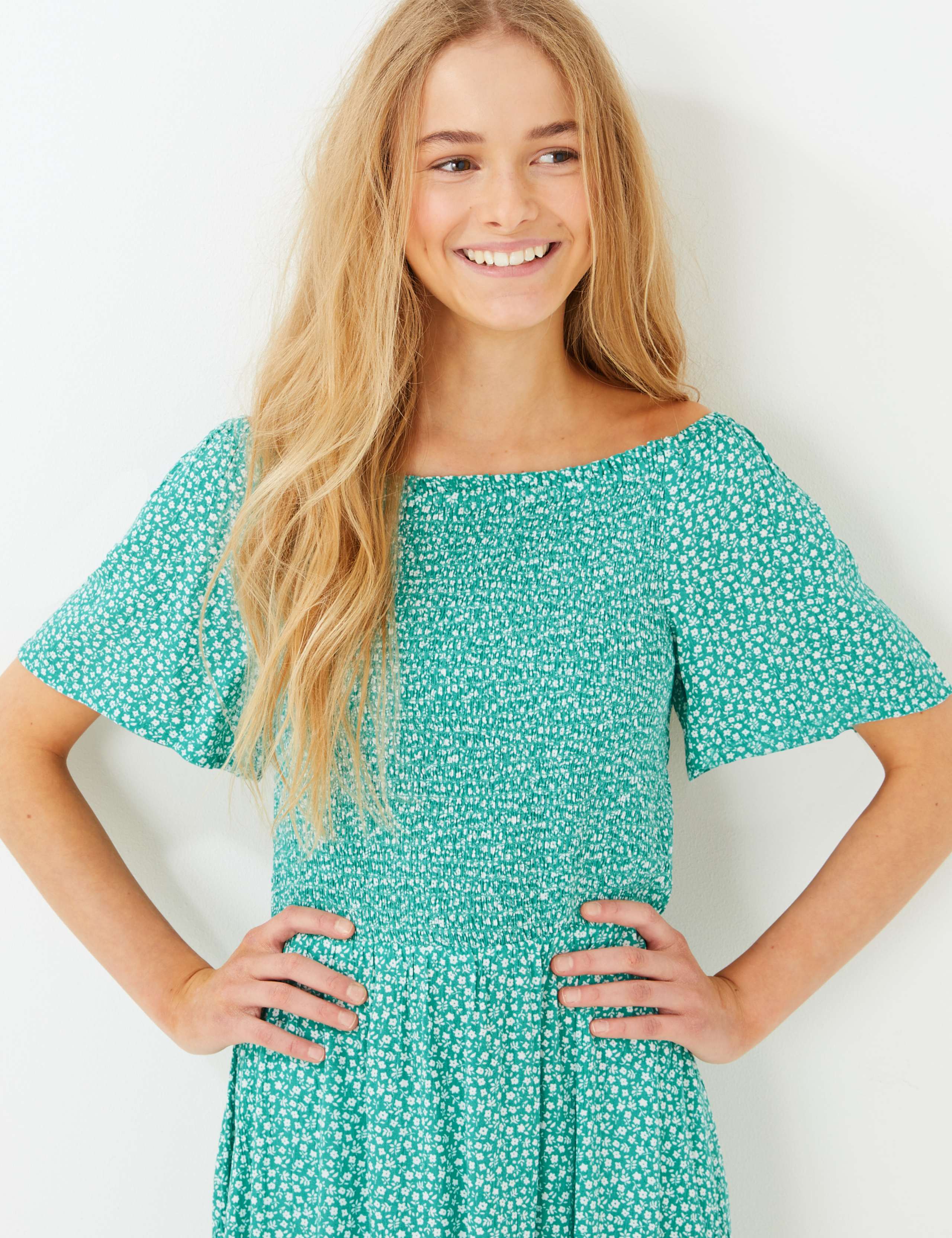 Ditsy Floral Print Bardot Dress (6-16 Yrs) 1 of 4