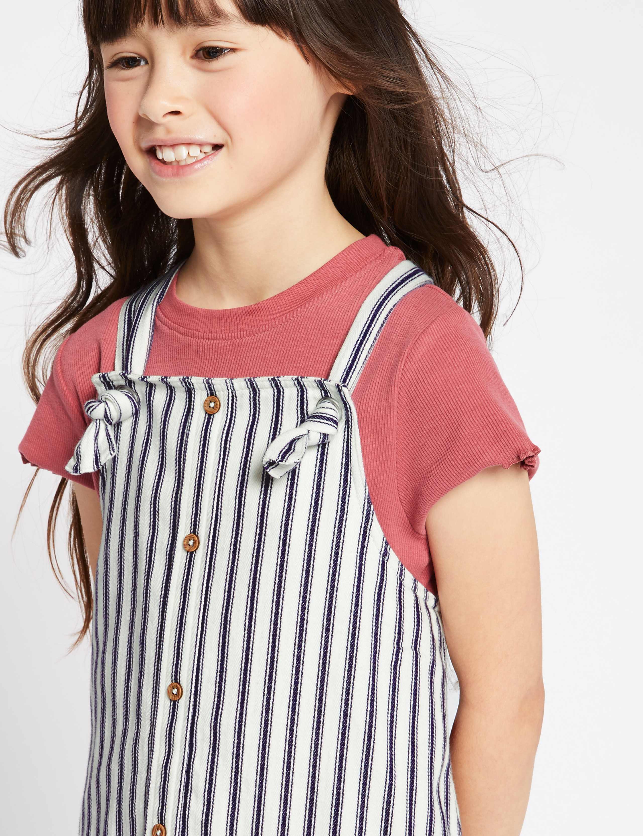 Pure Cotton Striped Pinafore (3-16 Years) 3 of 3