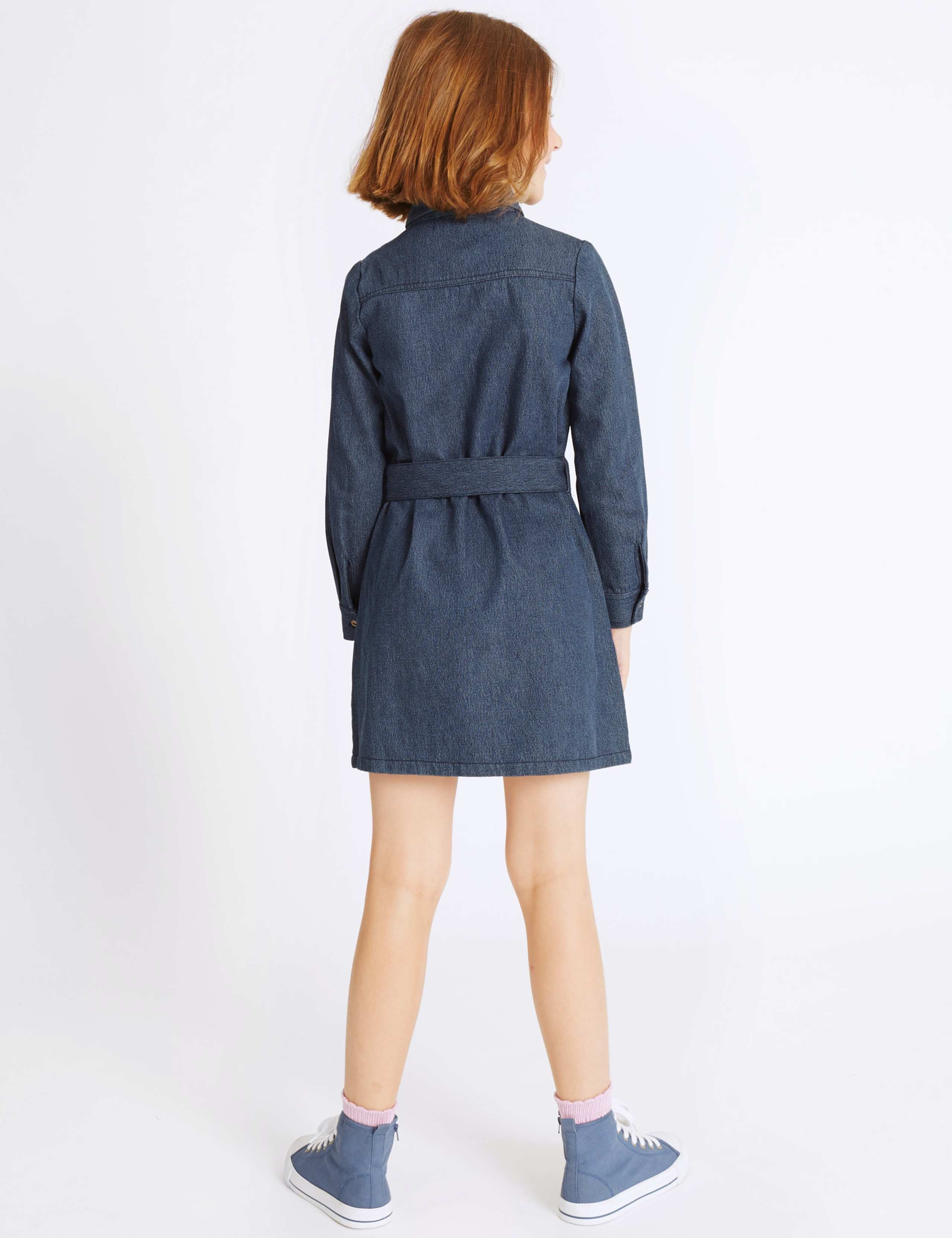 Denim Shirt Dress with Belt (3-14 Years) 3 of 6