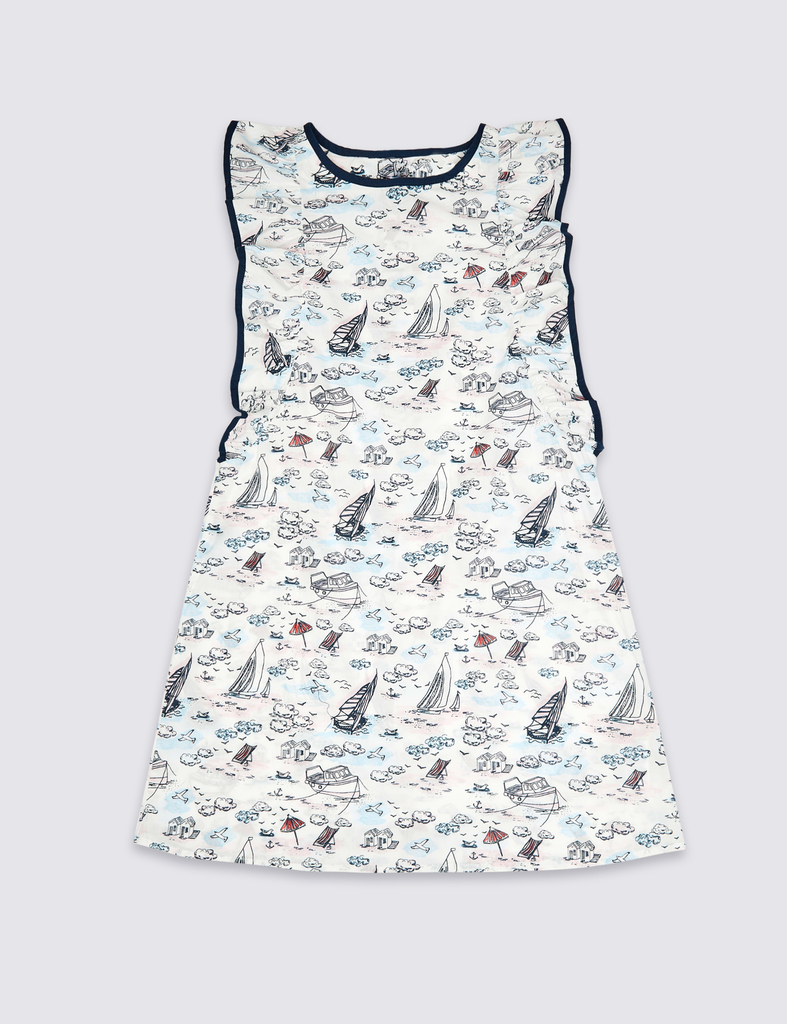 Beach Print Pure Cotton Dress (3-16 Years) 2 of 4