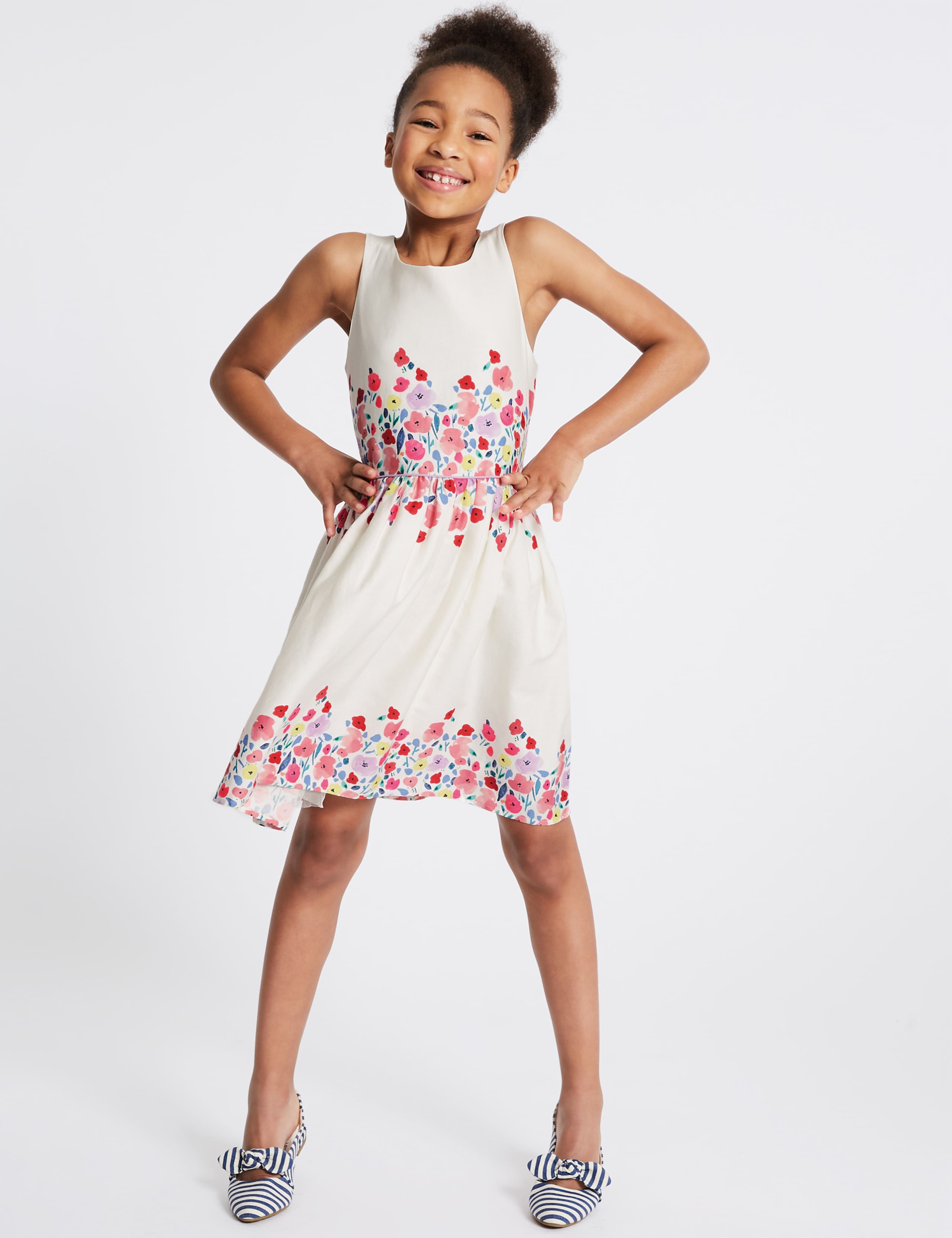 Floral Pure Cotton Prom Dress (3-16 Years) 1 of 5
