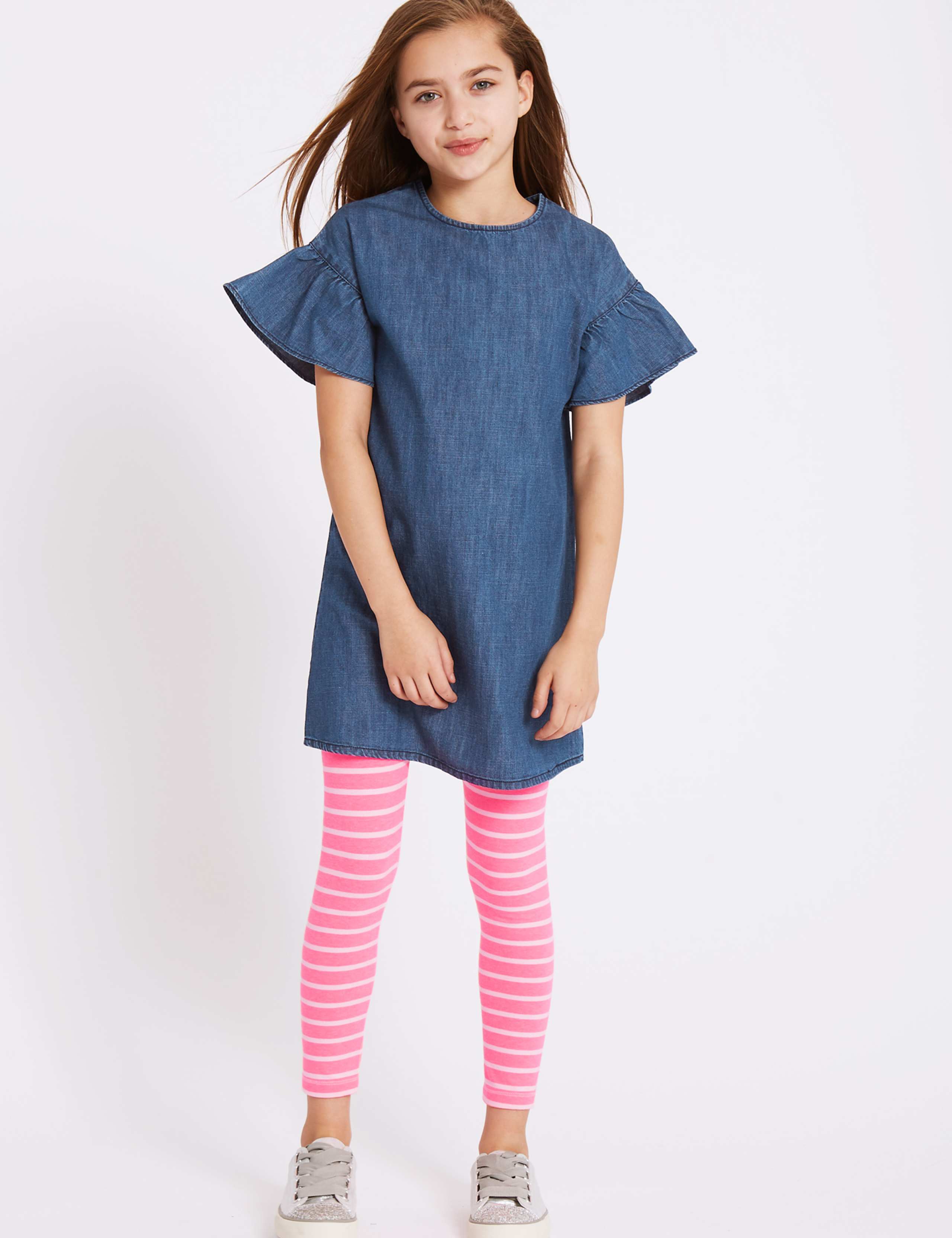 Denim Flared Sleeve Dress (3-16 Years) 4 of 6