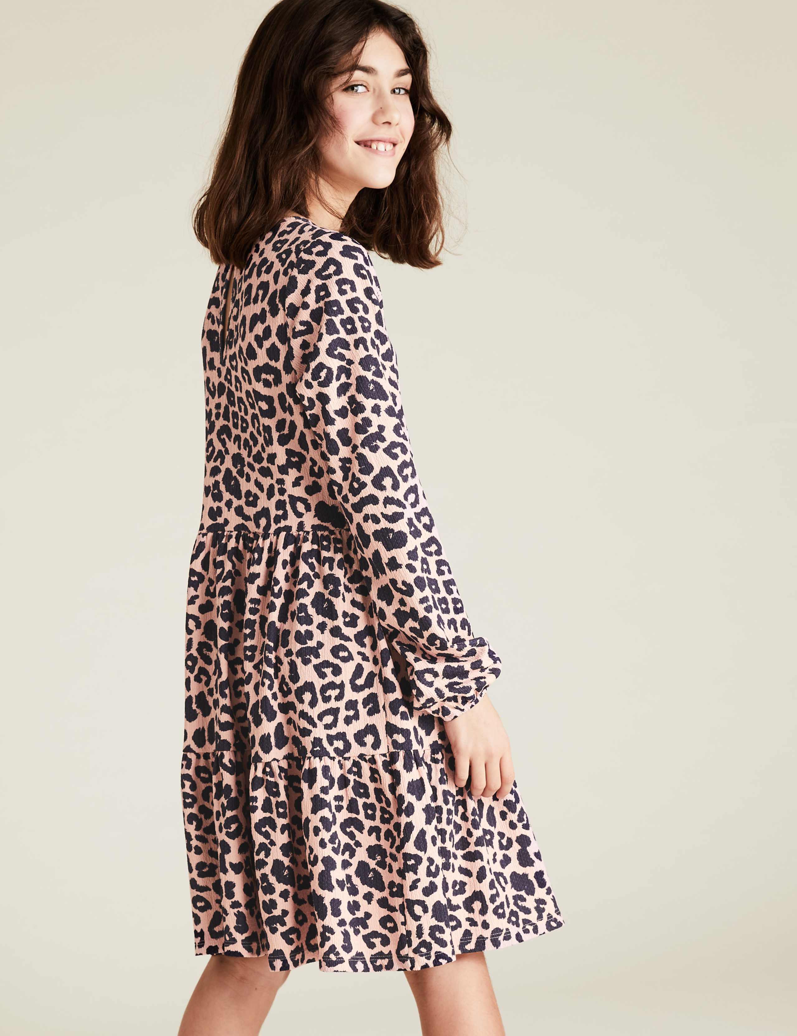 Jersey Leopard Print Tiered Dress (6-16 Yrs) 4 of 4