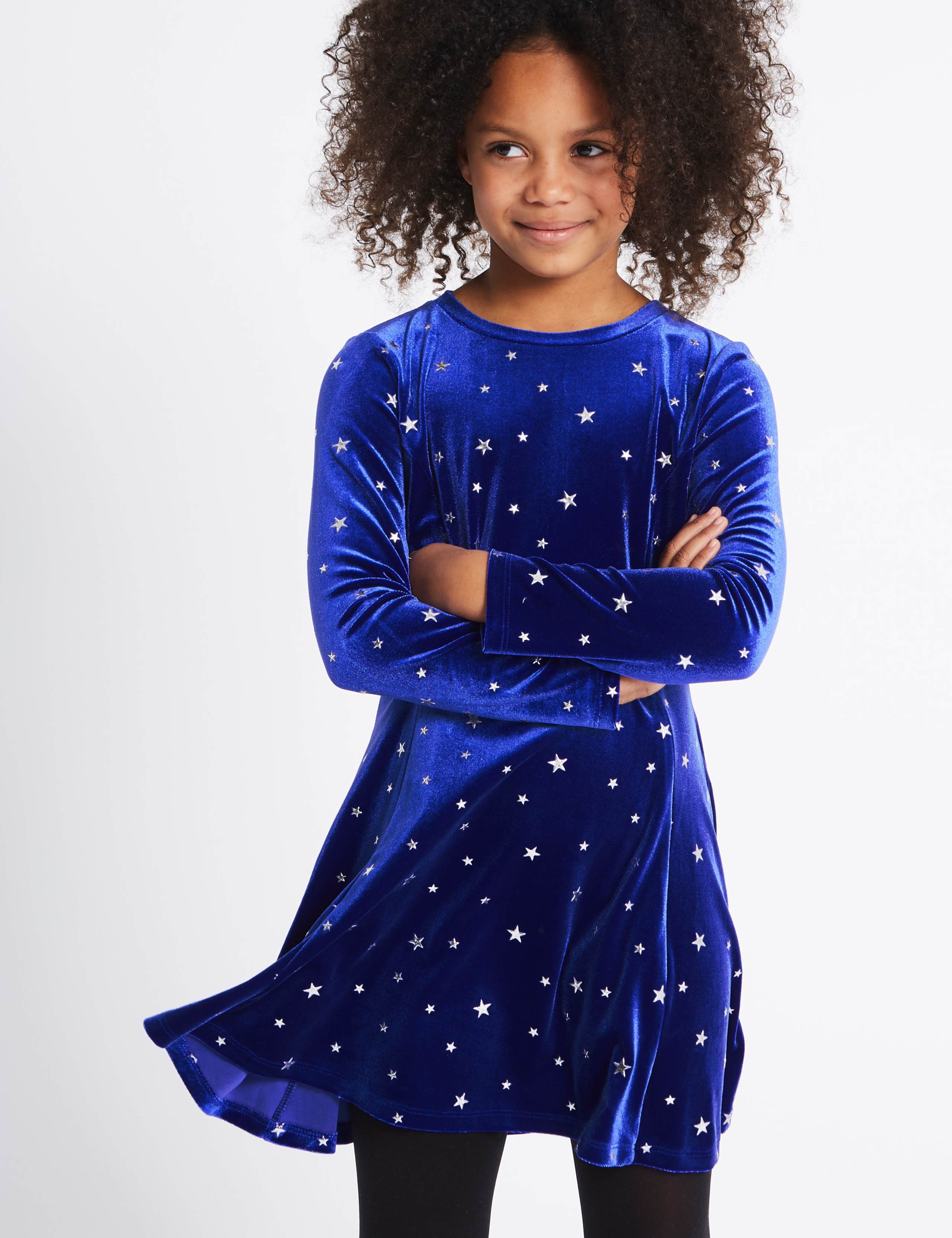 All Over Print Velvet Dress (3-14 Years) 1 of 5