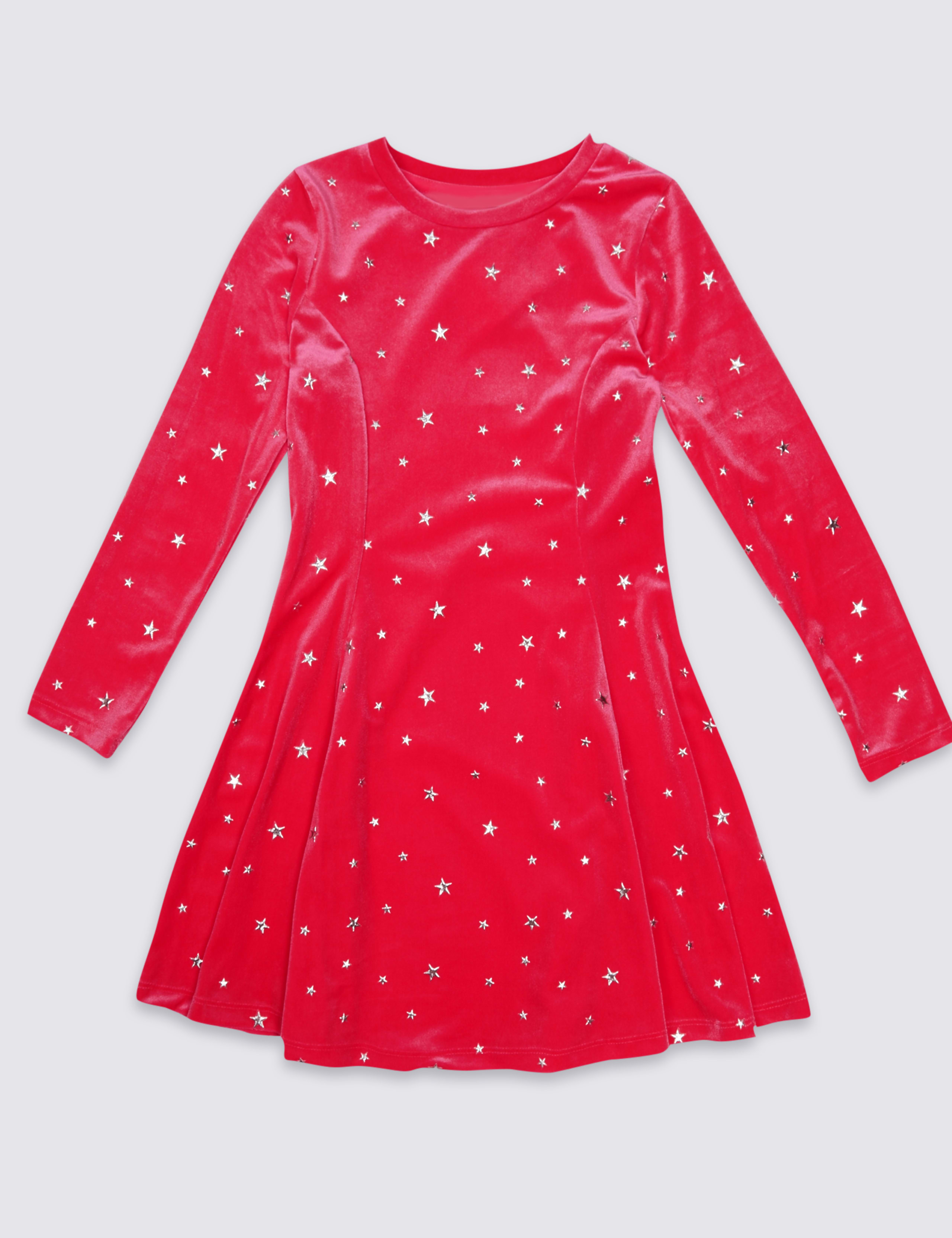 All Over Star Print Velvet Dress (3-14 Years) 2 of 5