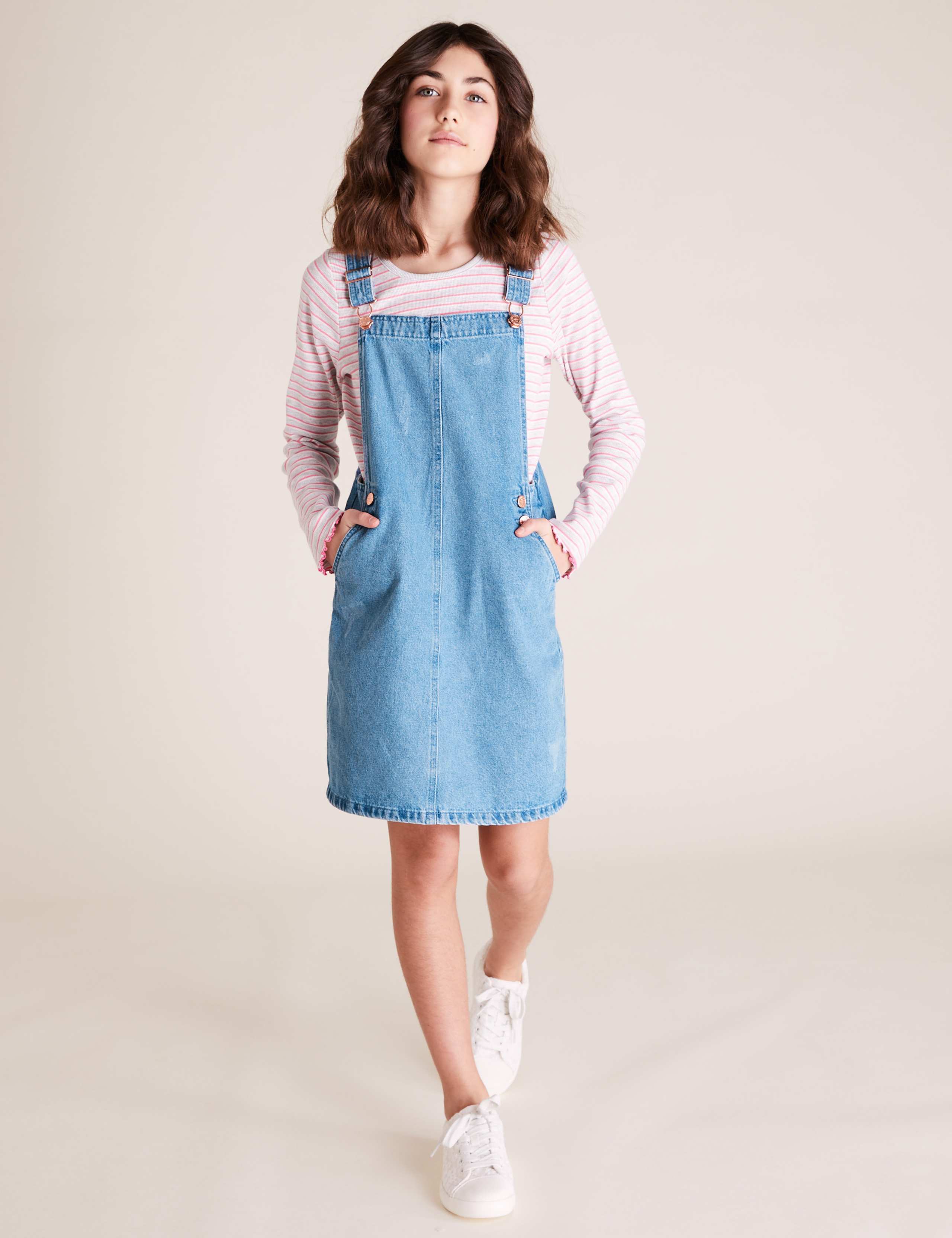 2pc Denim Pinafore Outfit (6-14 Yrs) 1 of 4