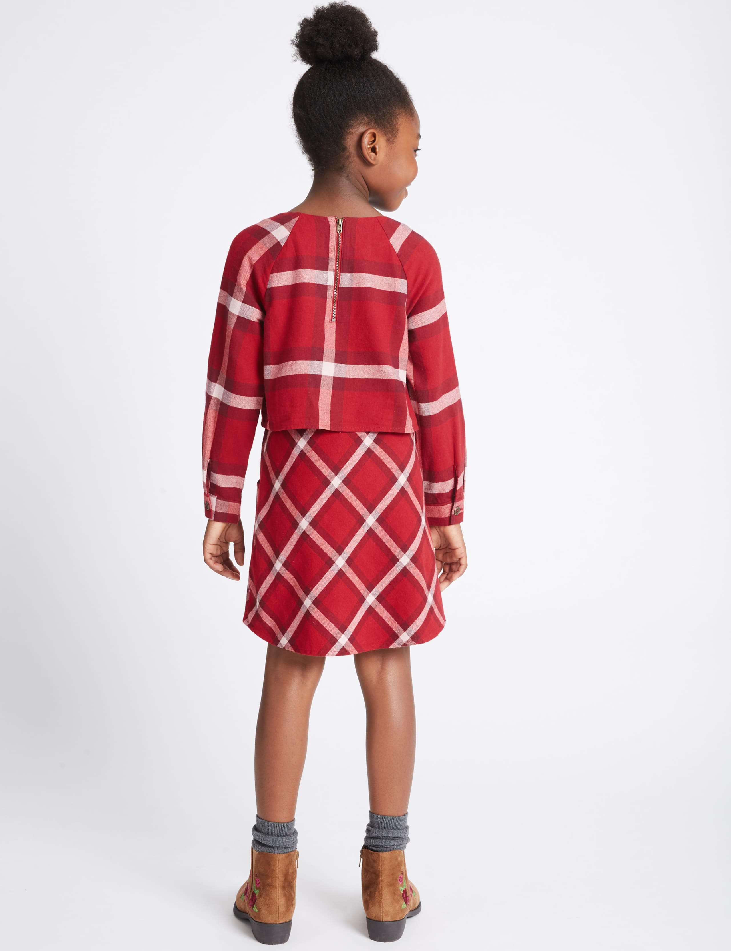 Pure Cotton Checked Dress (3-14 Years) 3 of 5