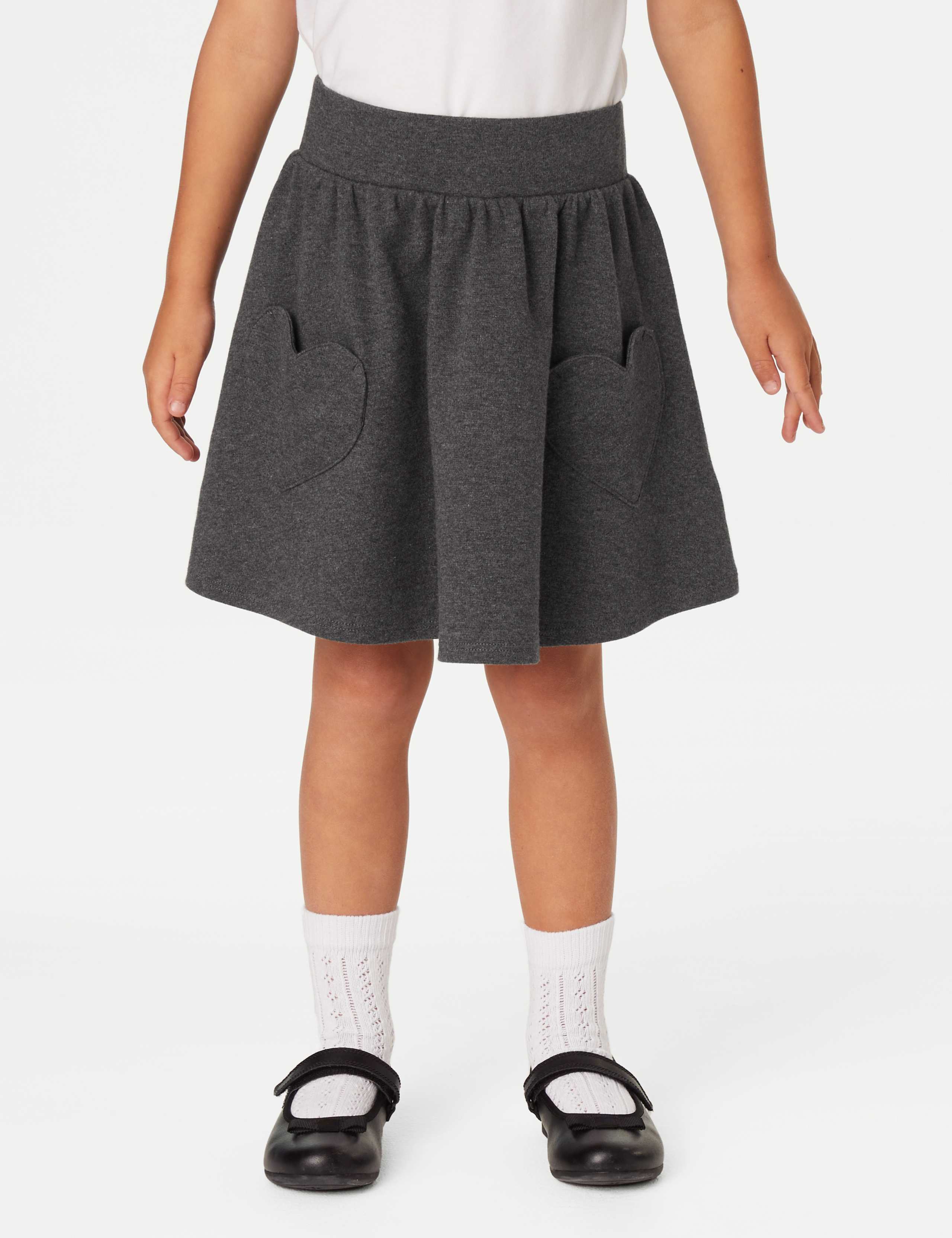 2pk Girls' Jersey Heart Pocket School Skirts (2-14 Yrs) 4 of 5