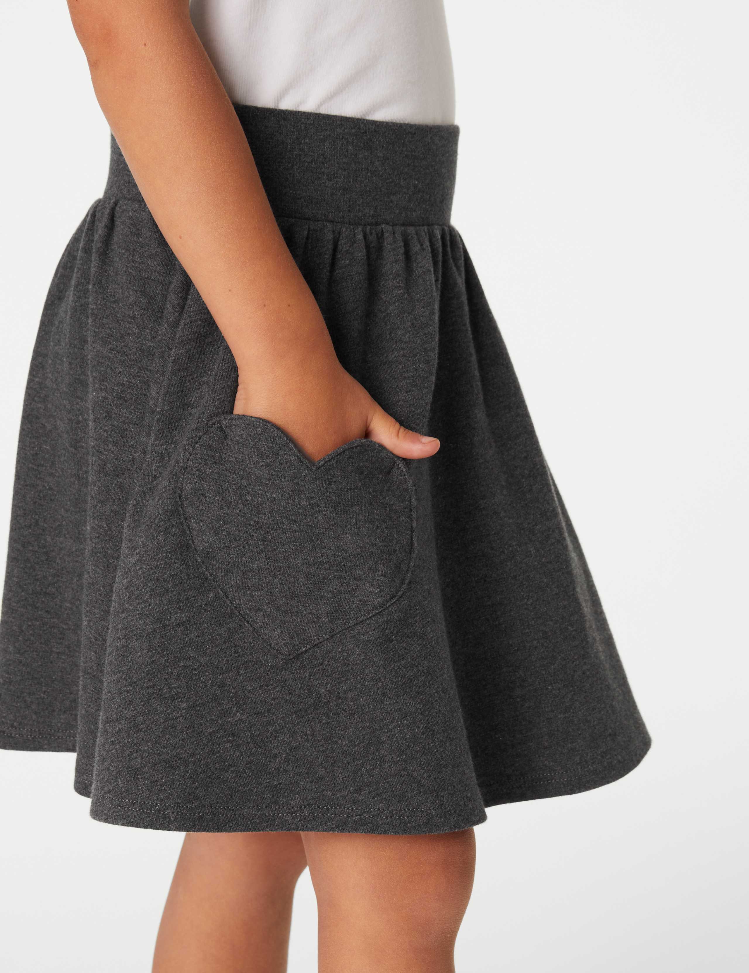 2pk Girls' Jersey Heart Pocket School Skirts (2-14 Yrs) 5 of 5