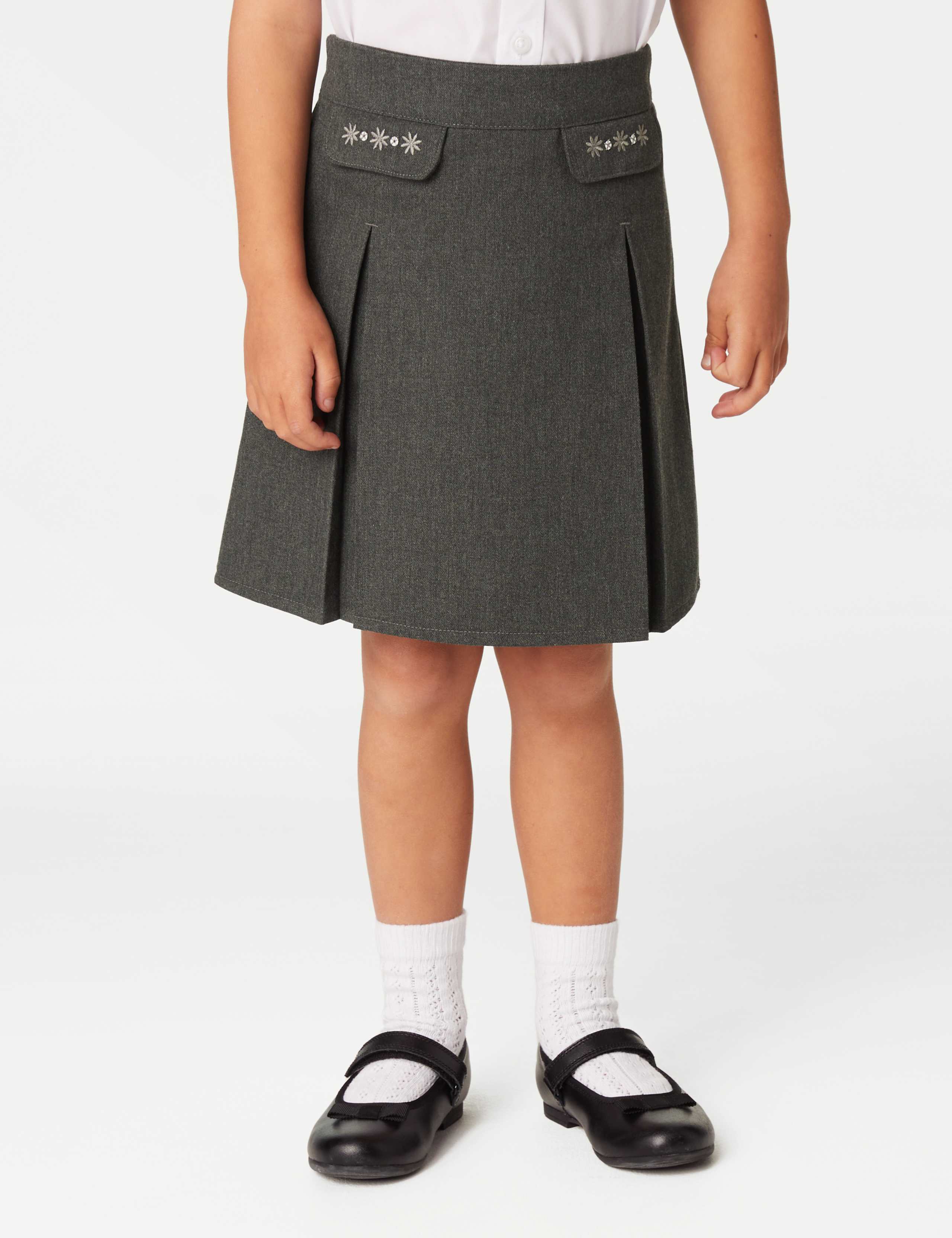 2 Pack Girls' Embroidered School Skirts (2-18 Yrs) 3 of 4