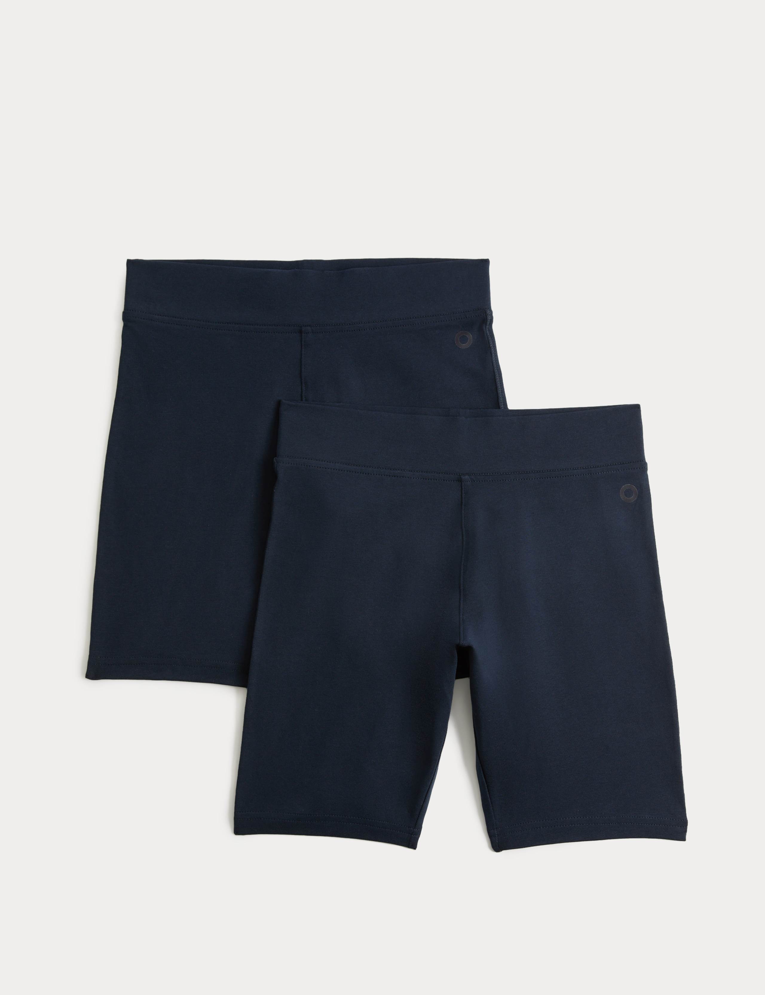 2 Pack Girls' Cotton Rich School Cycling Shorts (2-16 Yrs) 1 of 5