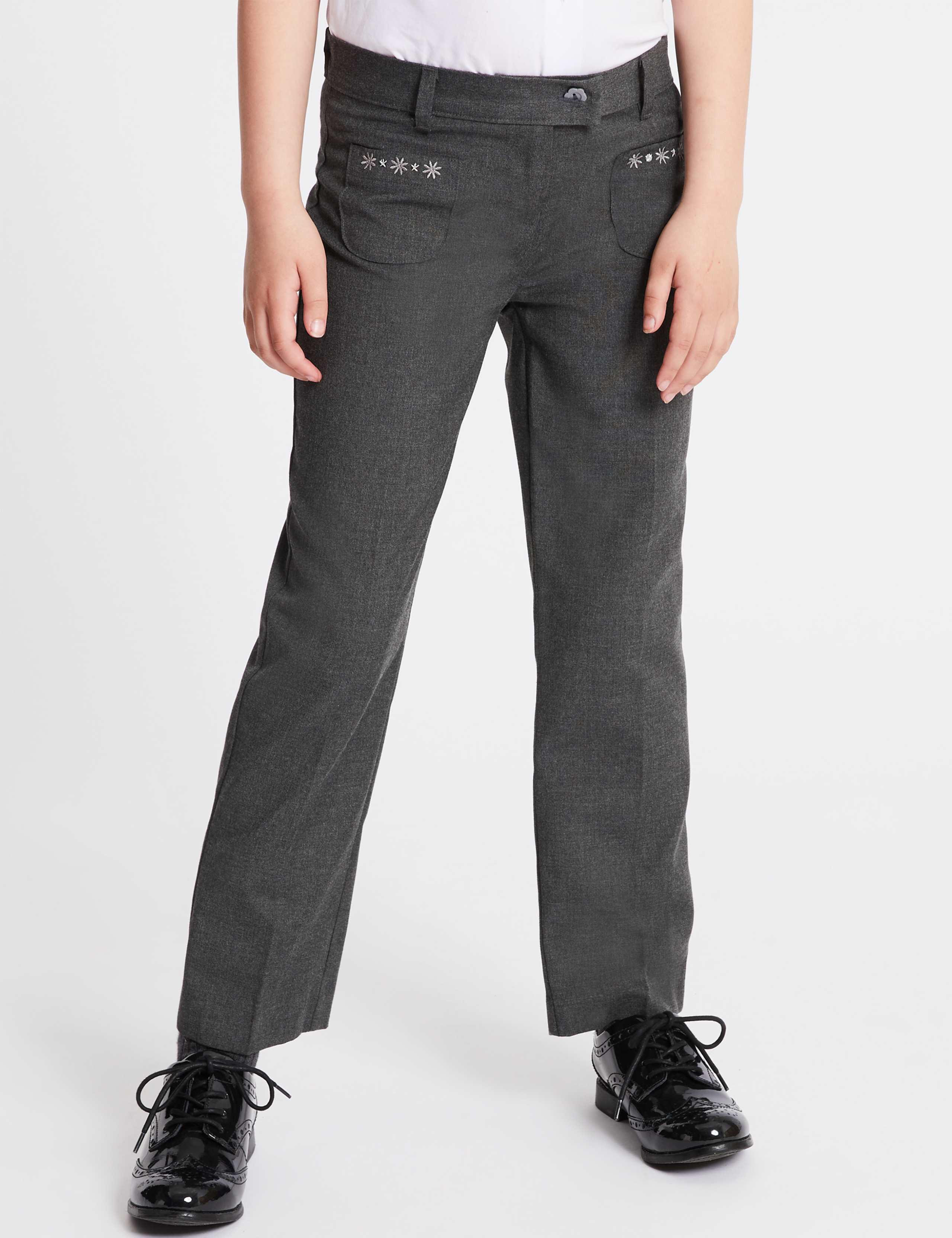 Girls' Regular Leg Embroidered School Trousers 3 of 6