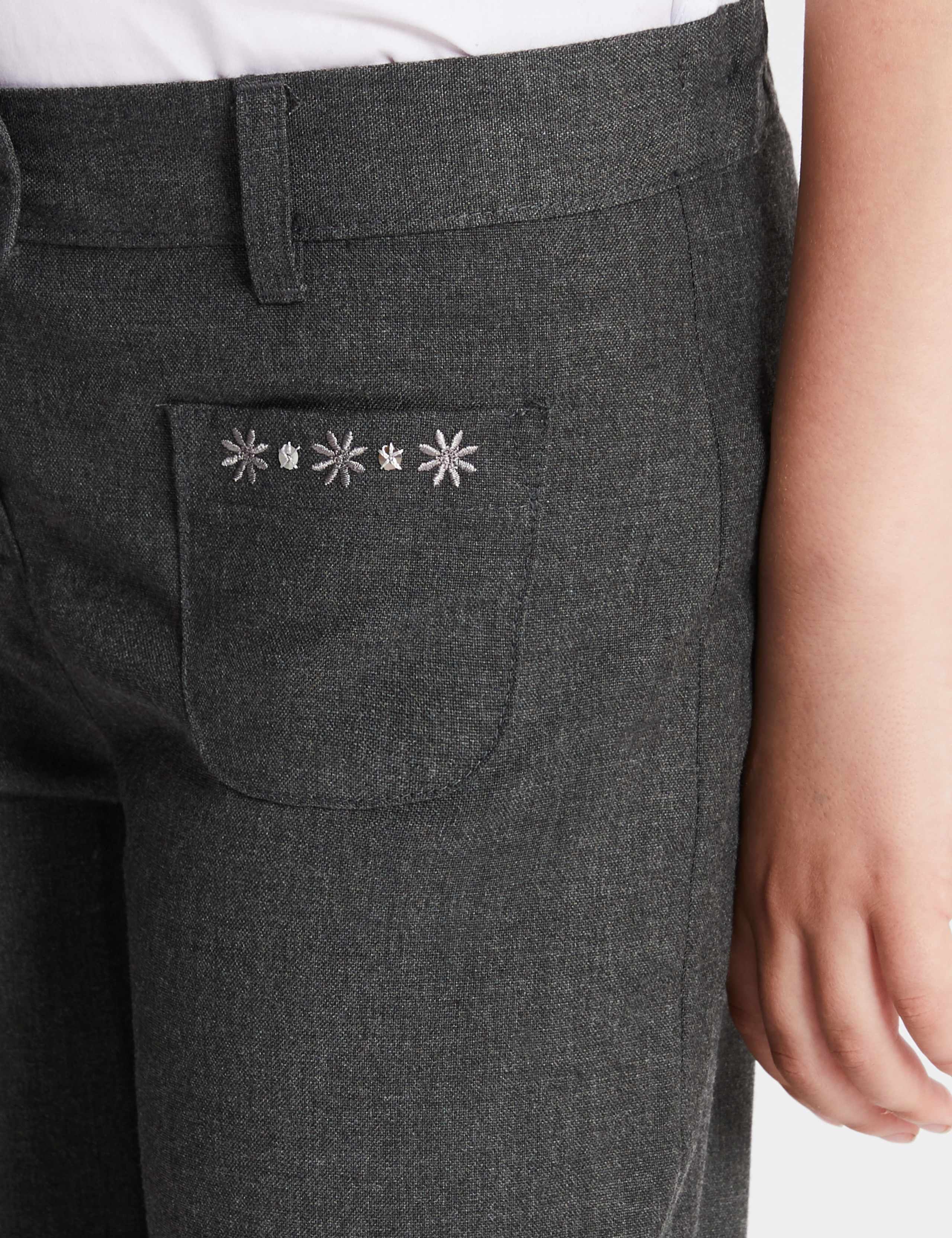 Girls' Regular Leg Embroidered School Trousers 5 of 6