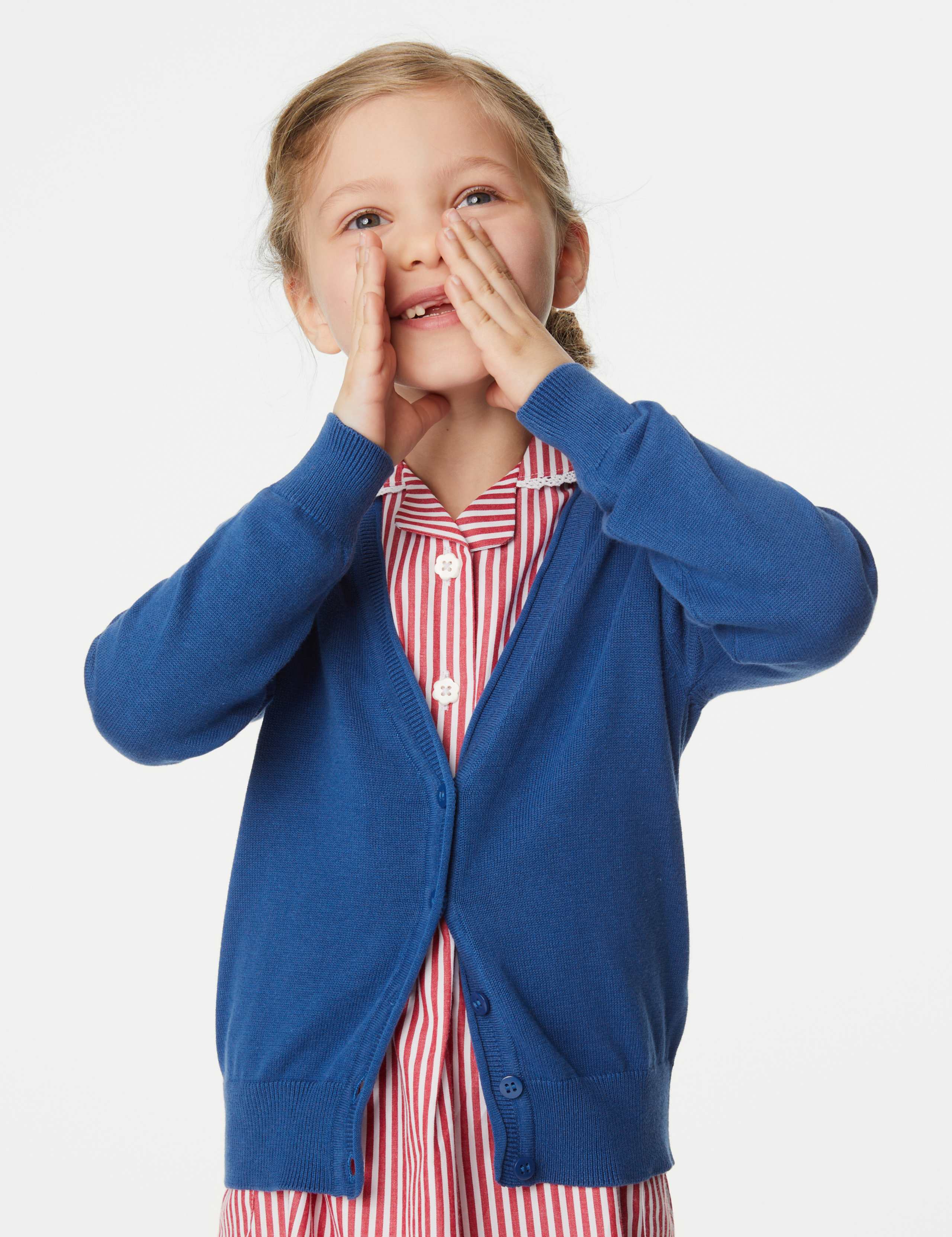 2pk Girls' Pure Cotton School Cardigan (3-18 Yrs) 3 of 4