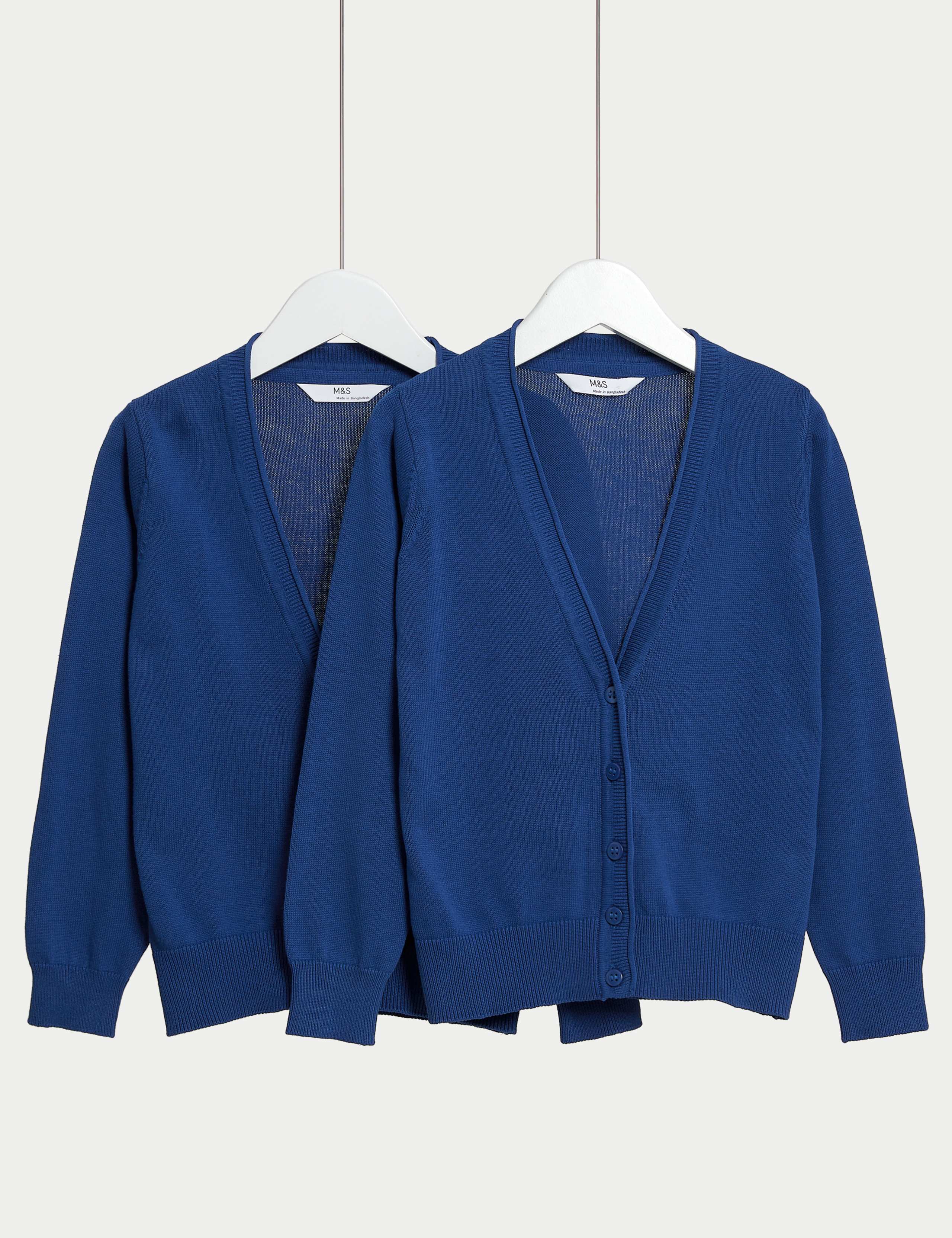 2 Pack Girls' Pure Cotton School Cardigan (3-18 Yrs) 1 of 1