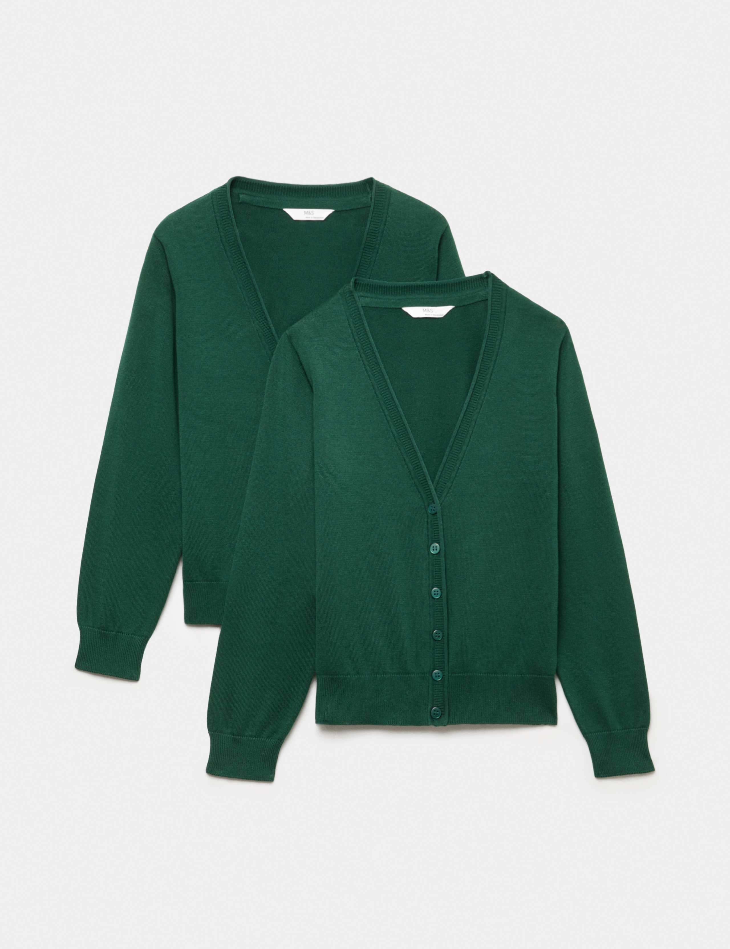 2 Pack Girls' Pure Cotton School Cardigan (3-18 Yrs) 1 of 2