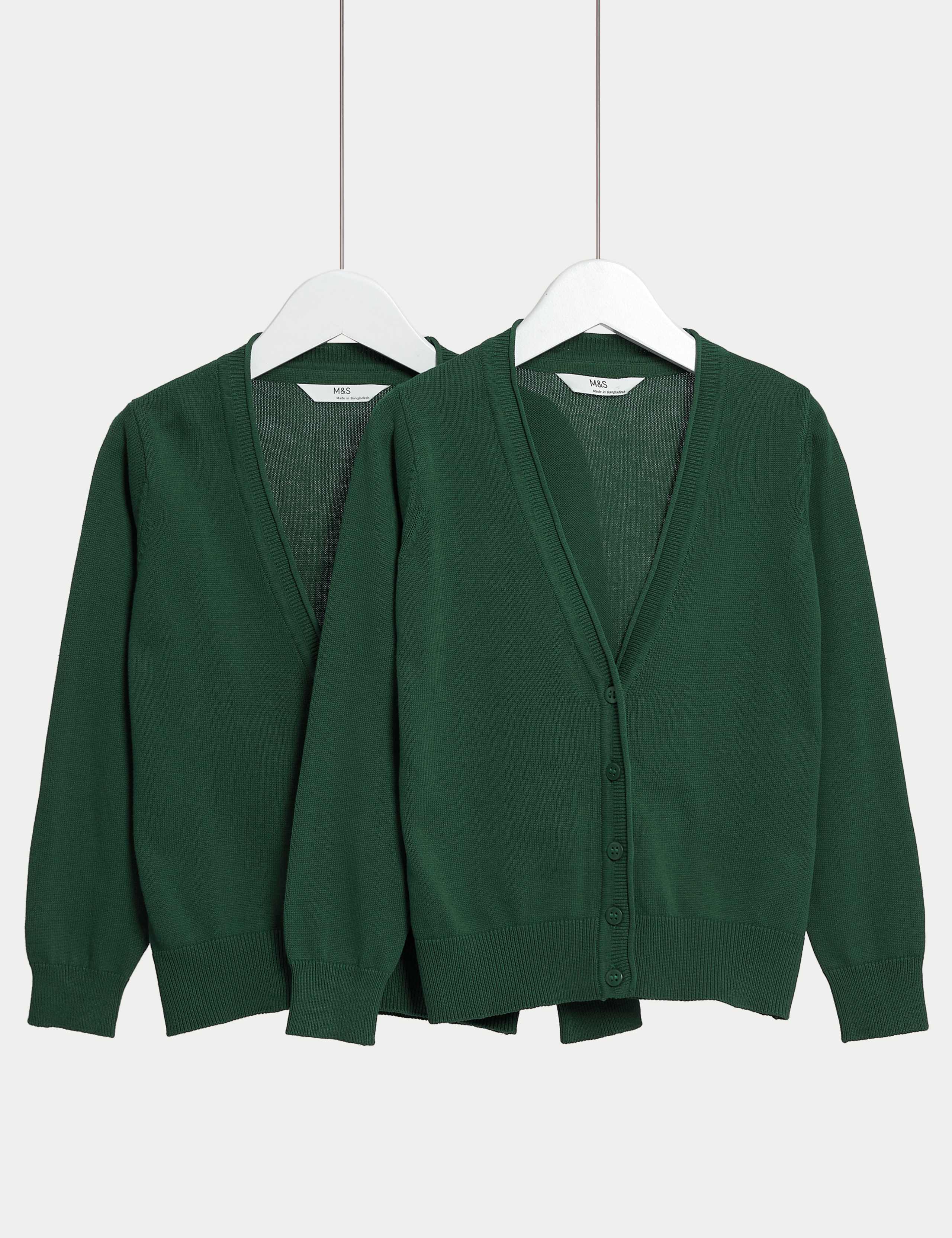 2 Pack Girls' Pure Cotton School Cardigan (3-18 Yrs) 1 of 1