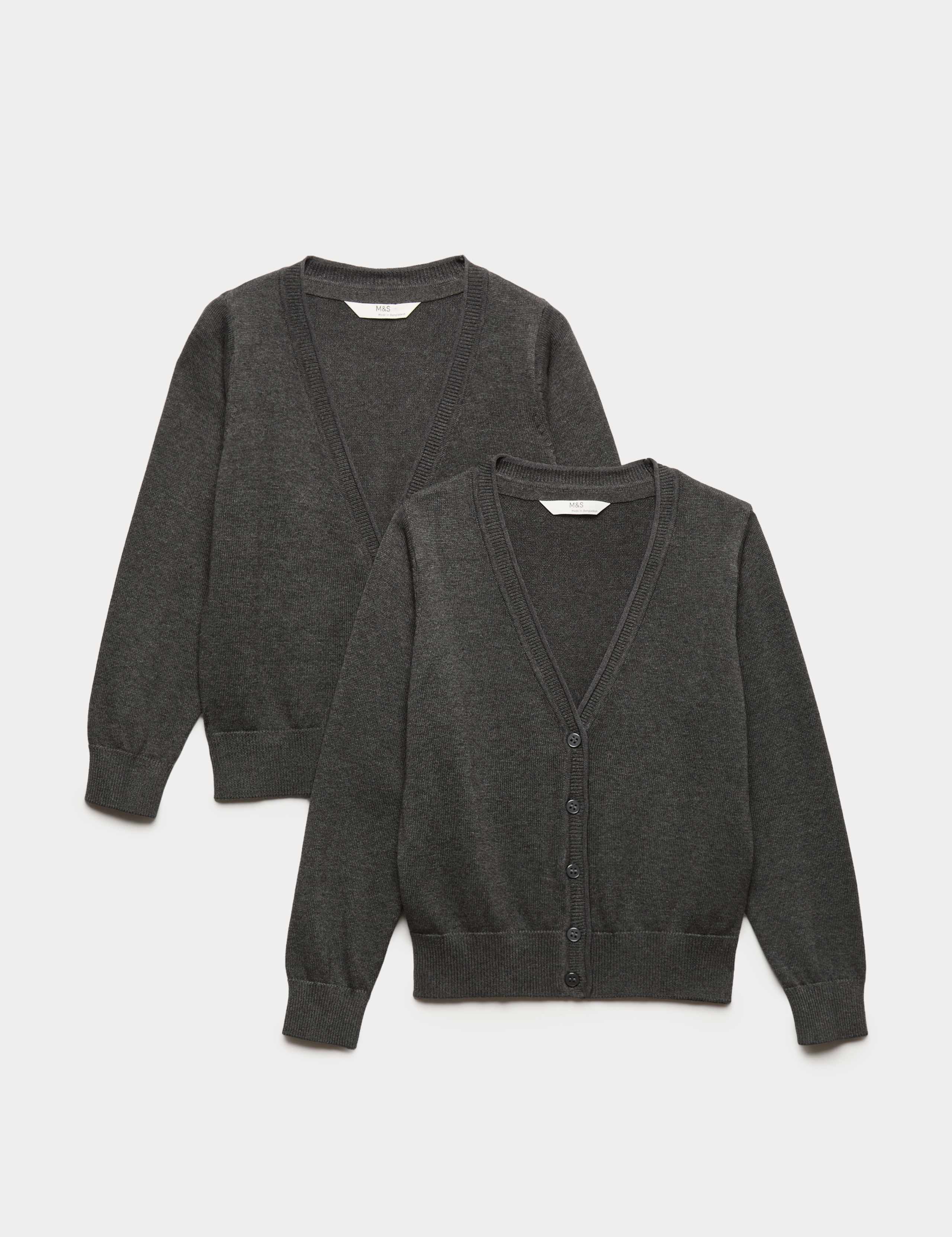 2 Pack Girls' Pure Cotton School Cardigan (3-18 Yrs) 1 of 6