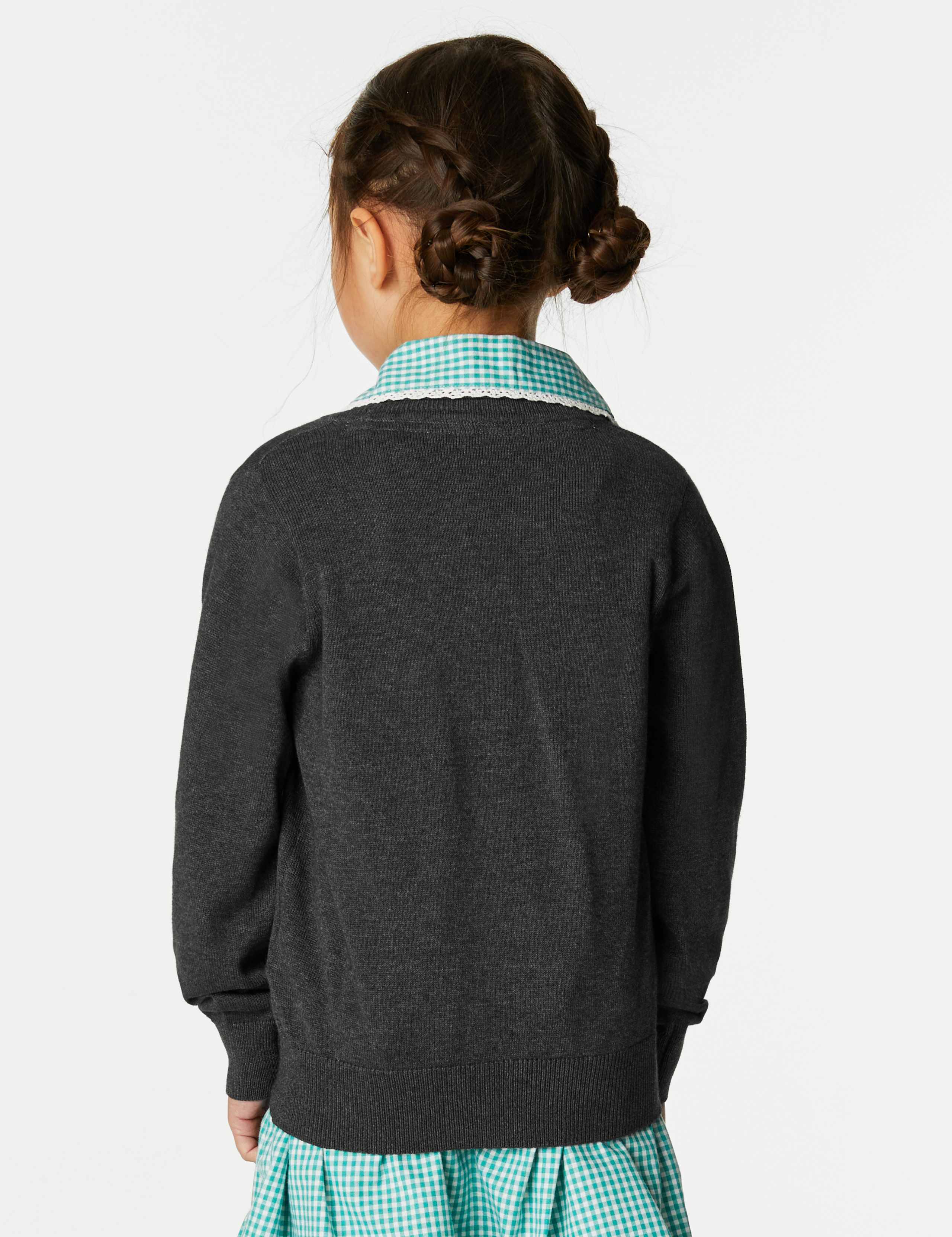 2pk Girls' Pure Cotton School Cardigan (3-18 Yrs) 4 of 4