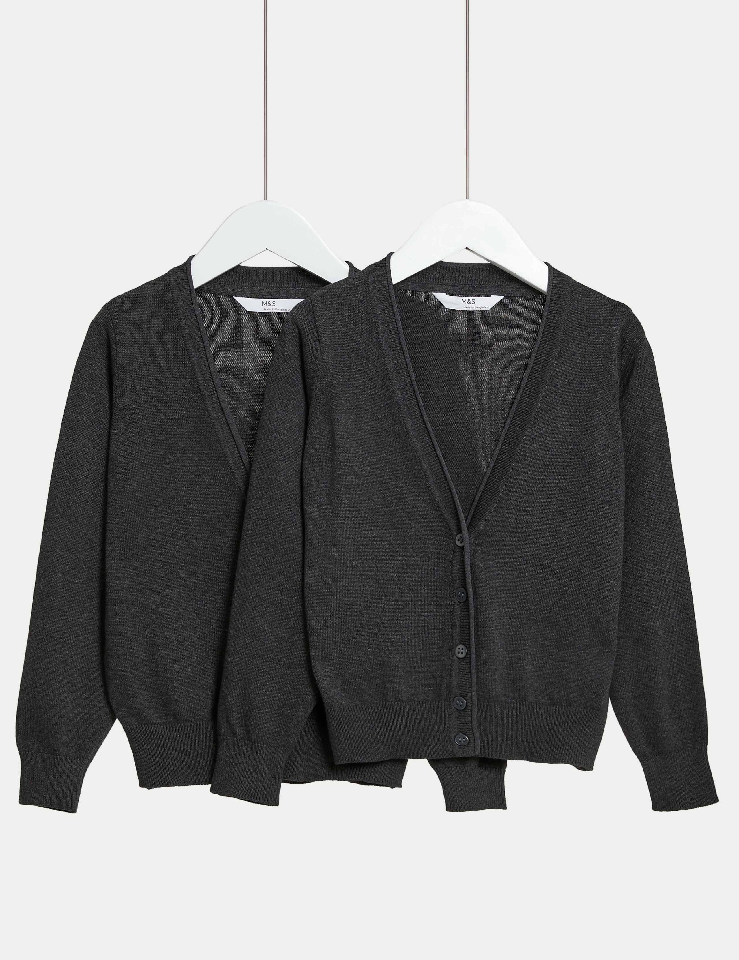 2pk Girls' Pure Cotton School Cardigan (3-18 Yrs) 2 of 4