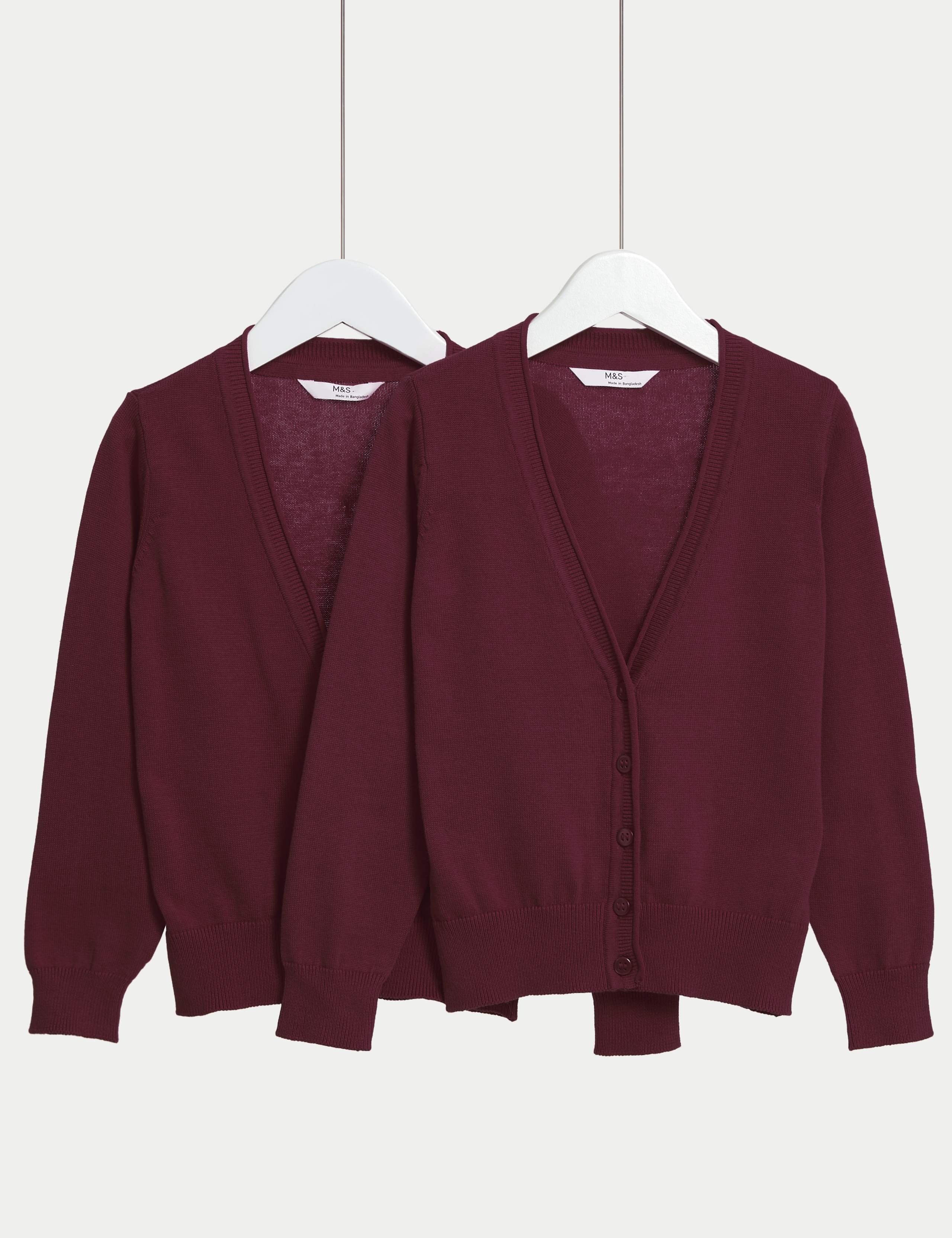 2pk Girls' Pure Cotton School Cardigan (3-18 Yrs) 2 of 4