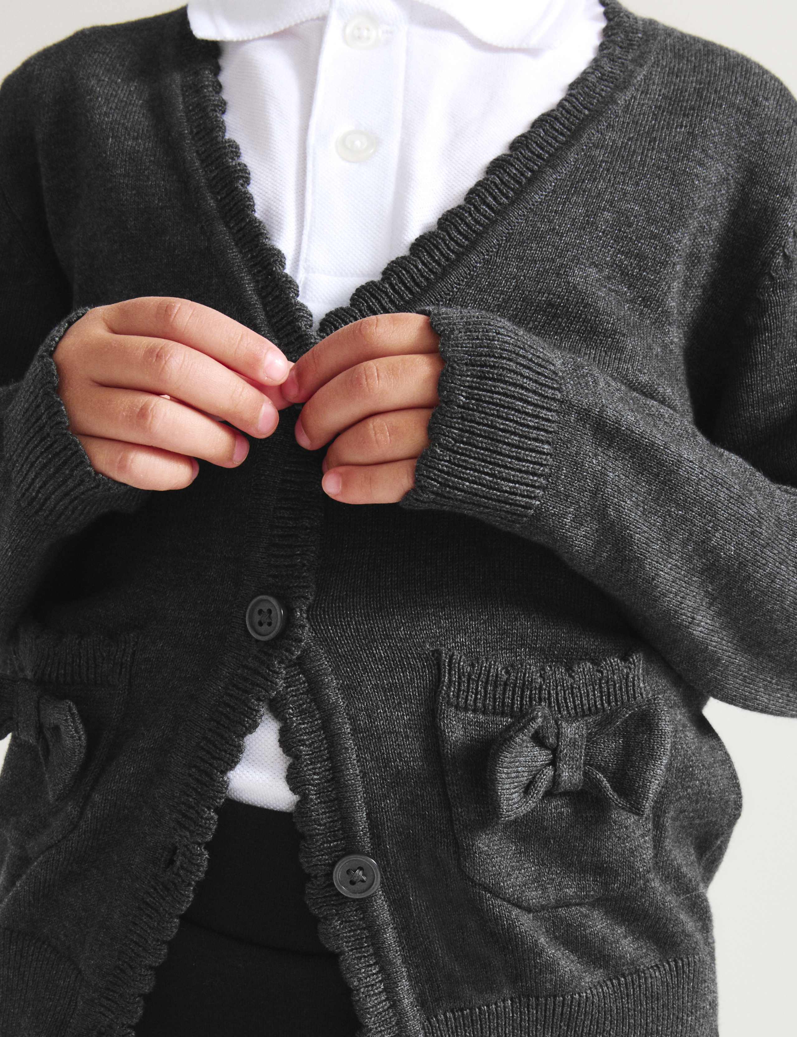 Pure Cotton Bow Pocket Cardigan (3-18 Yrs) 3 of 6