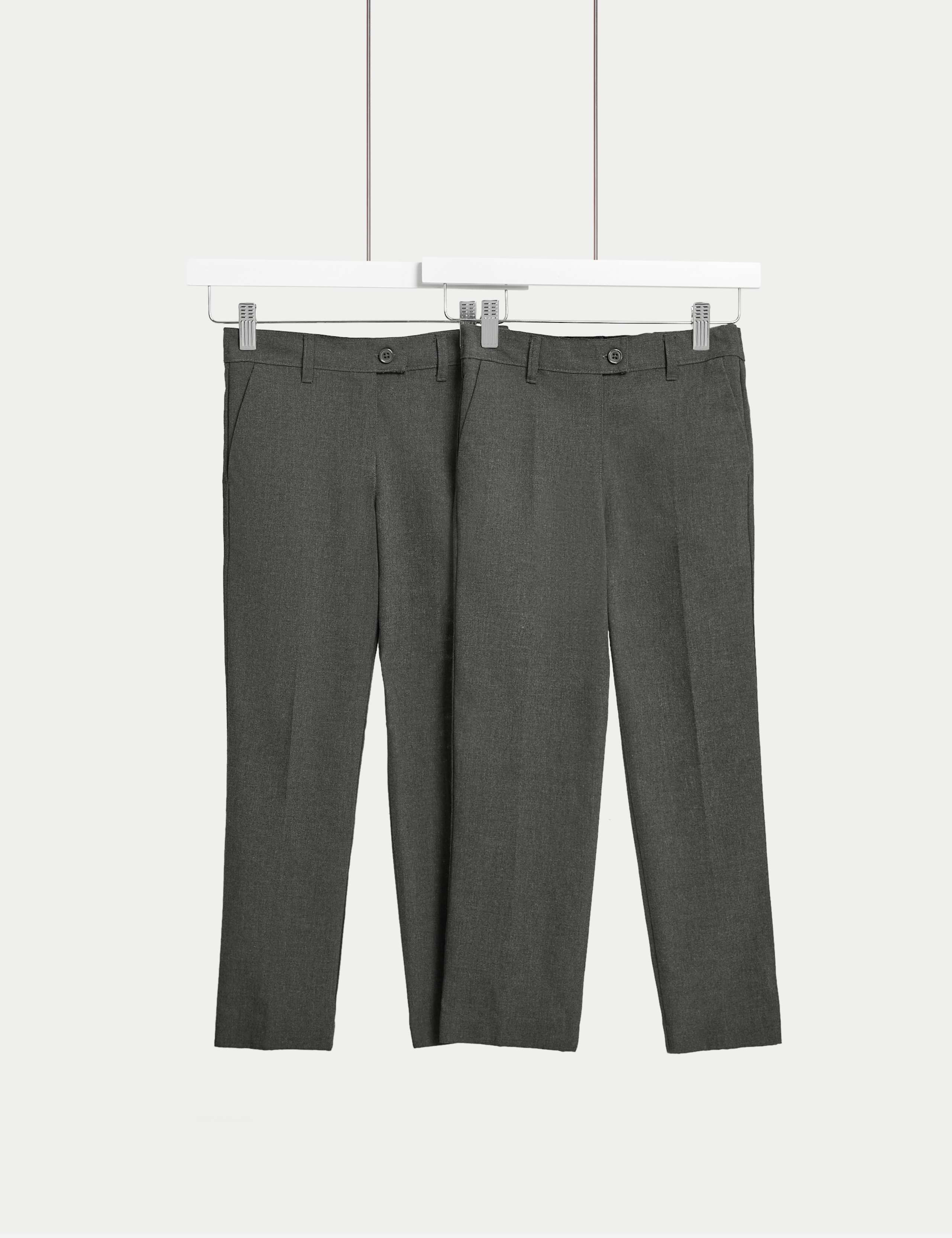 2 Pack Girls' Slim Leg School Trousers (2-18 Yrs) 2 of 4