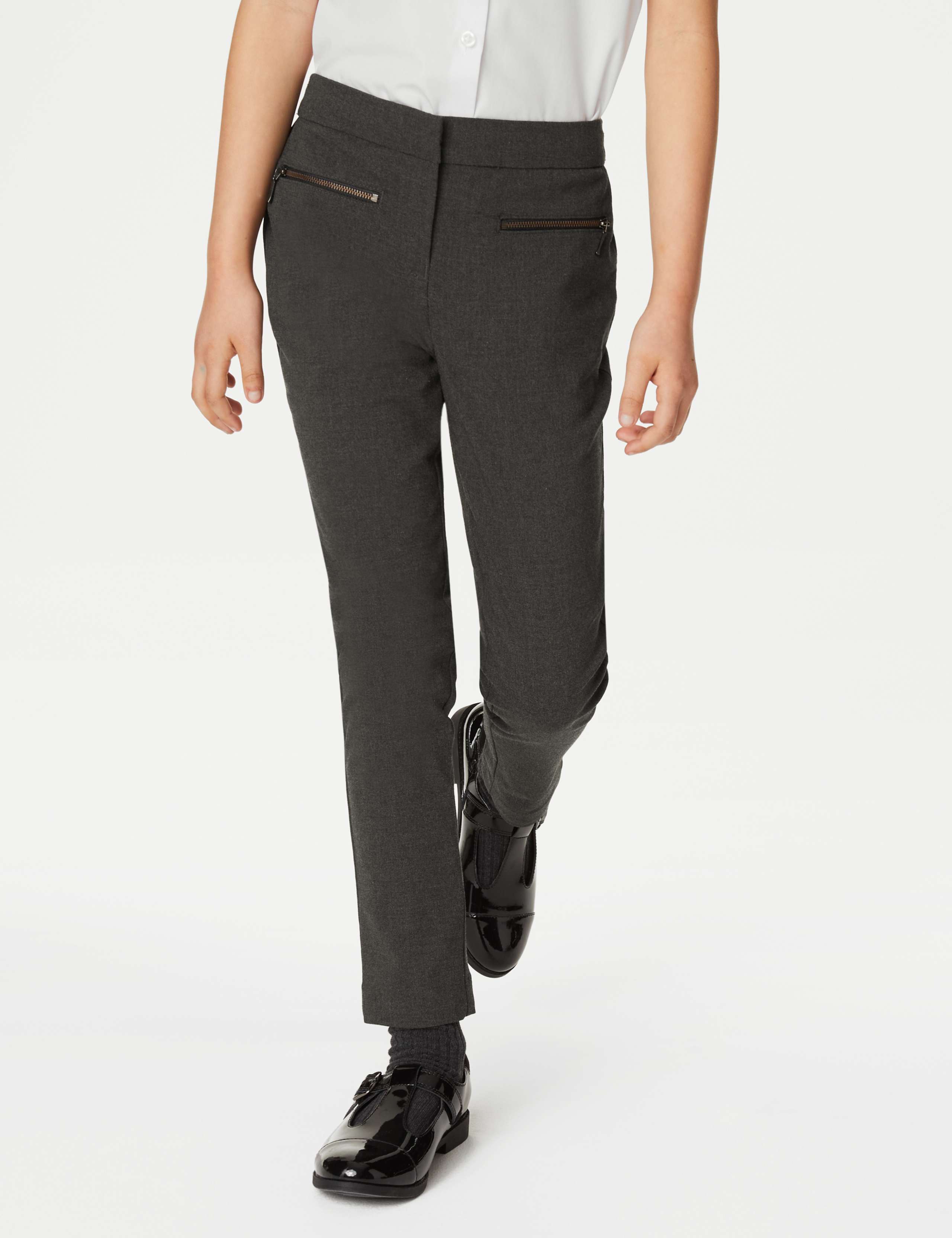 Girls' Super Skinny Leg Zip School Trousers (2-18 Yrs) 4 of 5