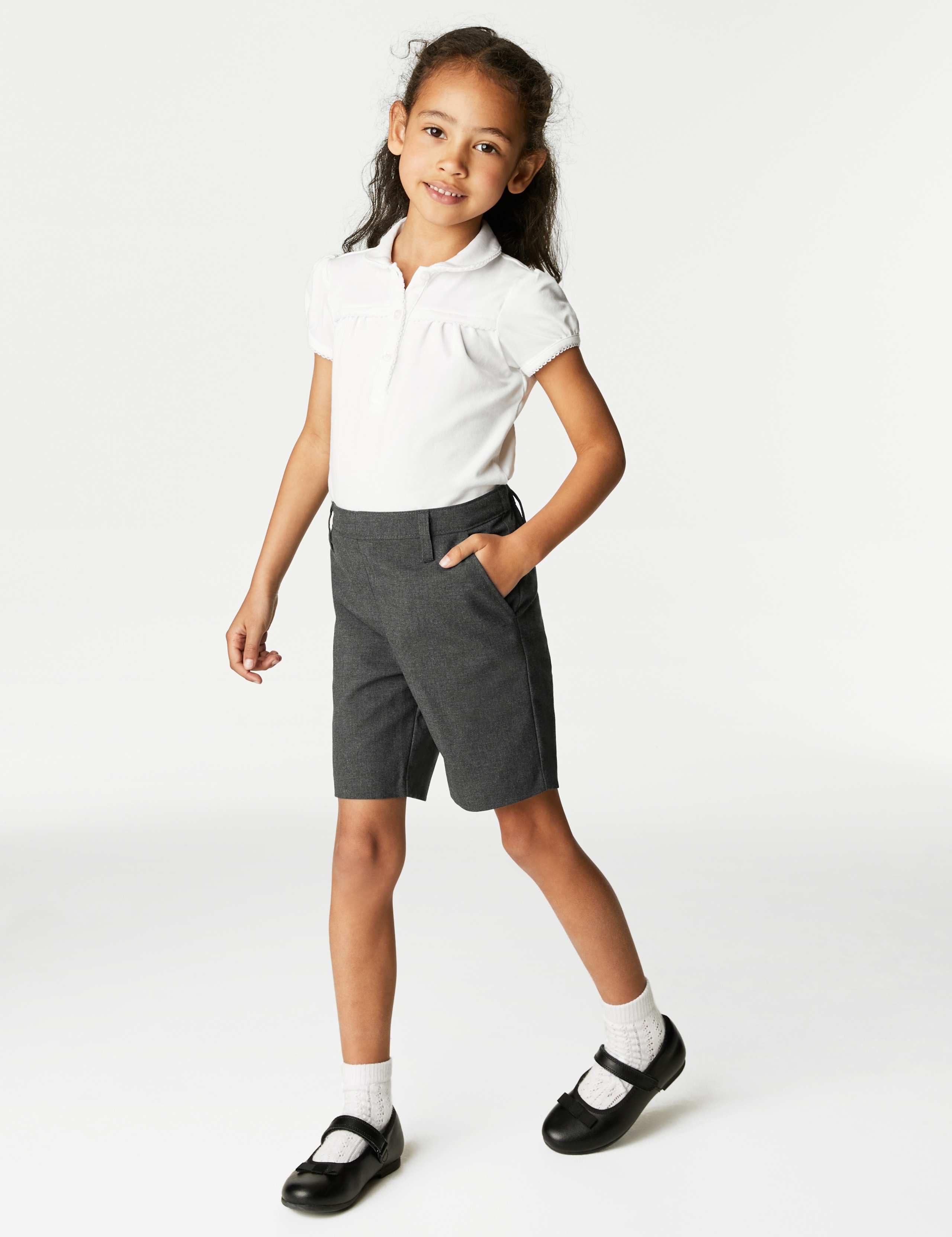 2 Pack Girls' Slim Leg School Shorts (2-16 Yrs) 2 of 4