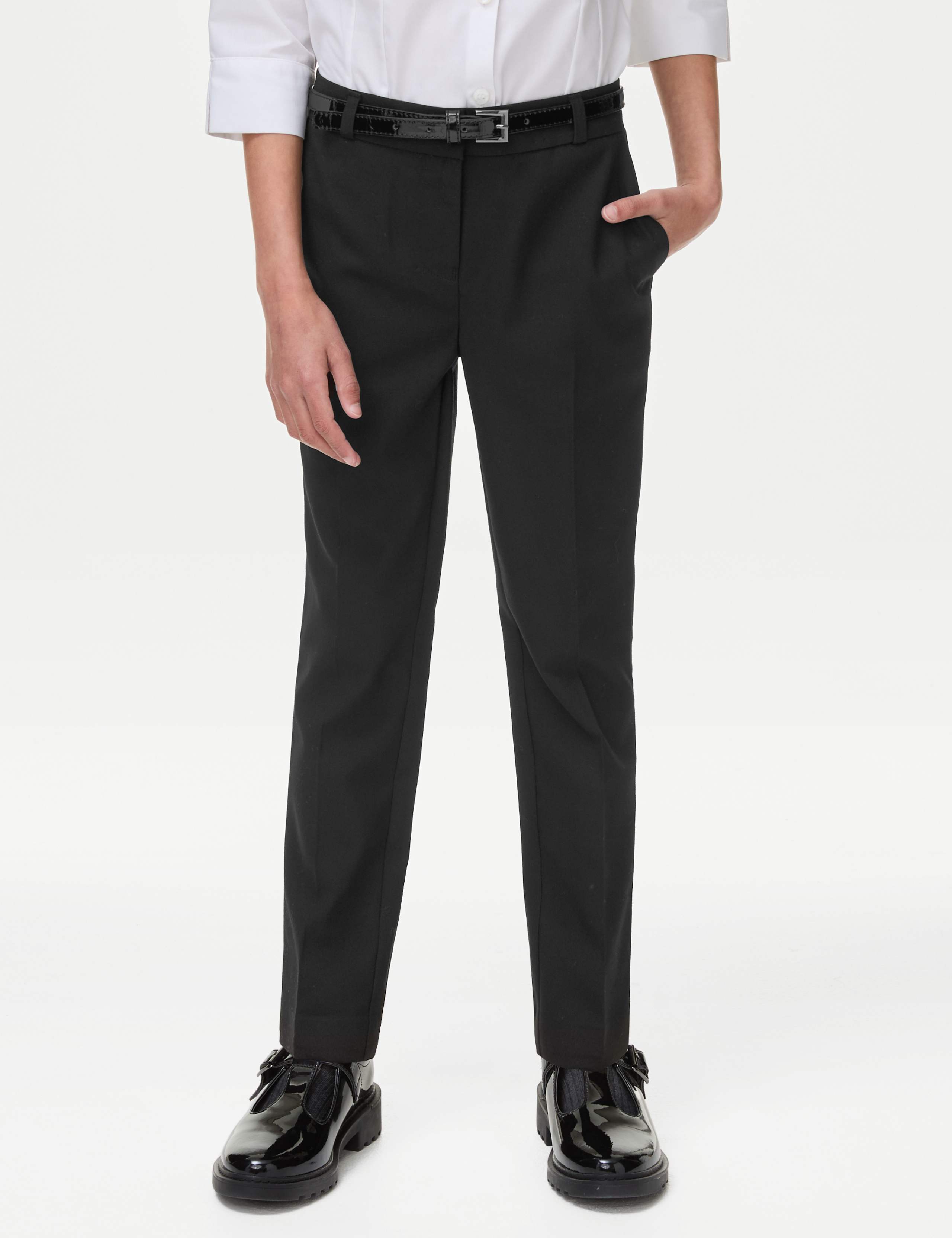 Girls' Skinny Leg Belted School Trousers (2-18 Yrs) 4 of 6