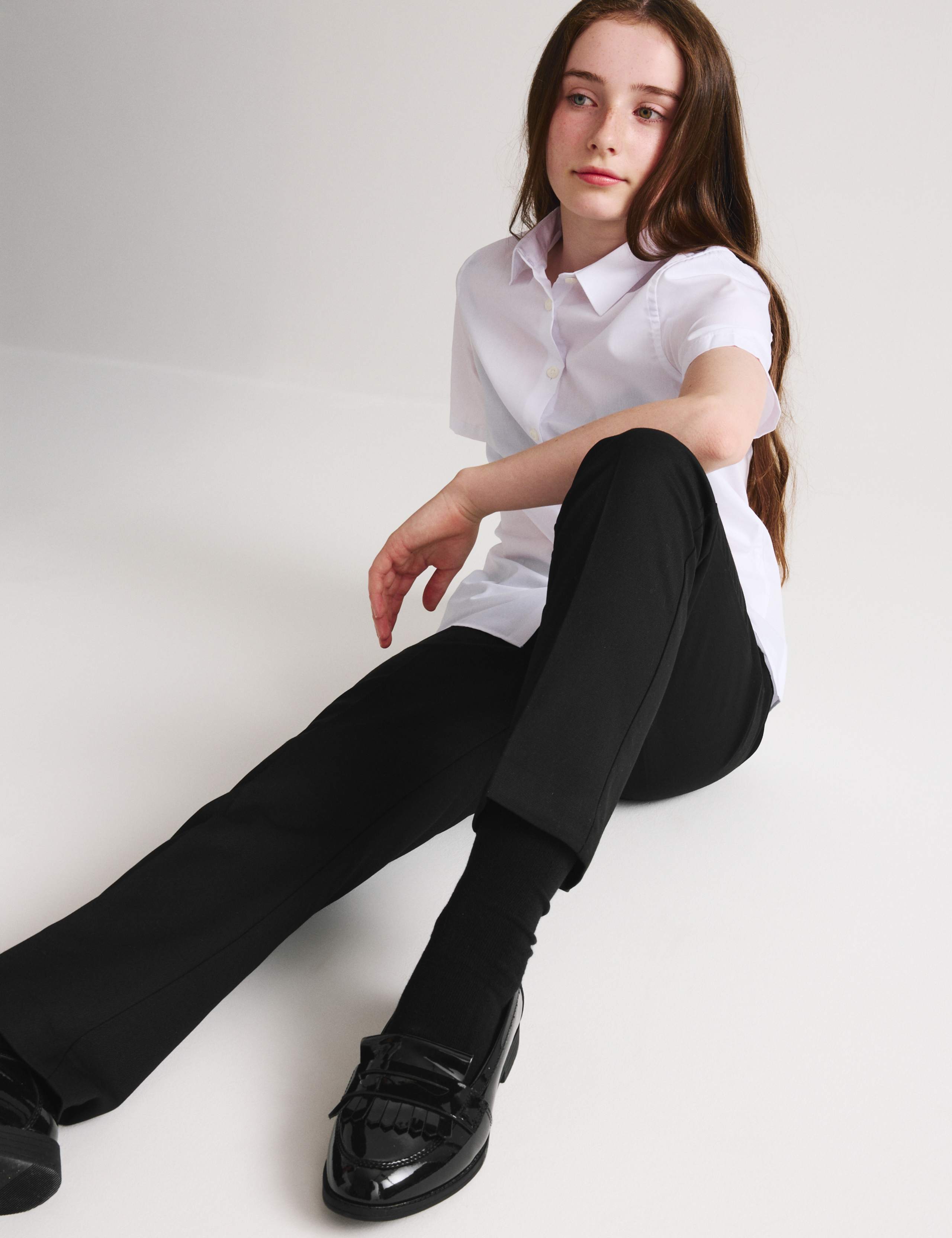2 Pack Girls' Slim Leg School Trousers (2-18 Yrs) 6 of 8