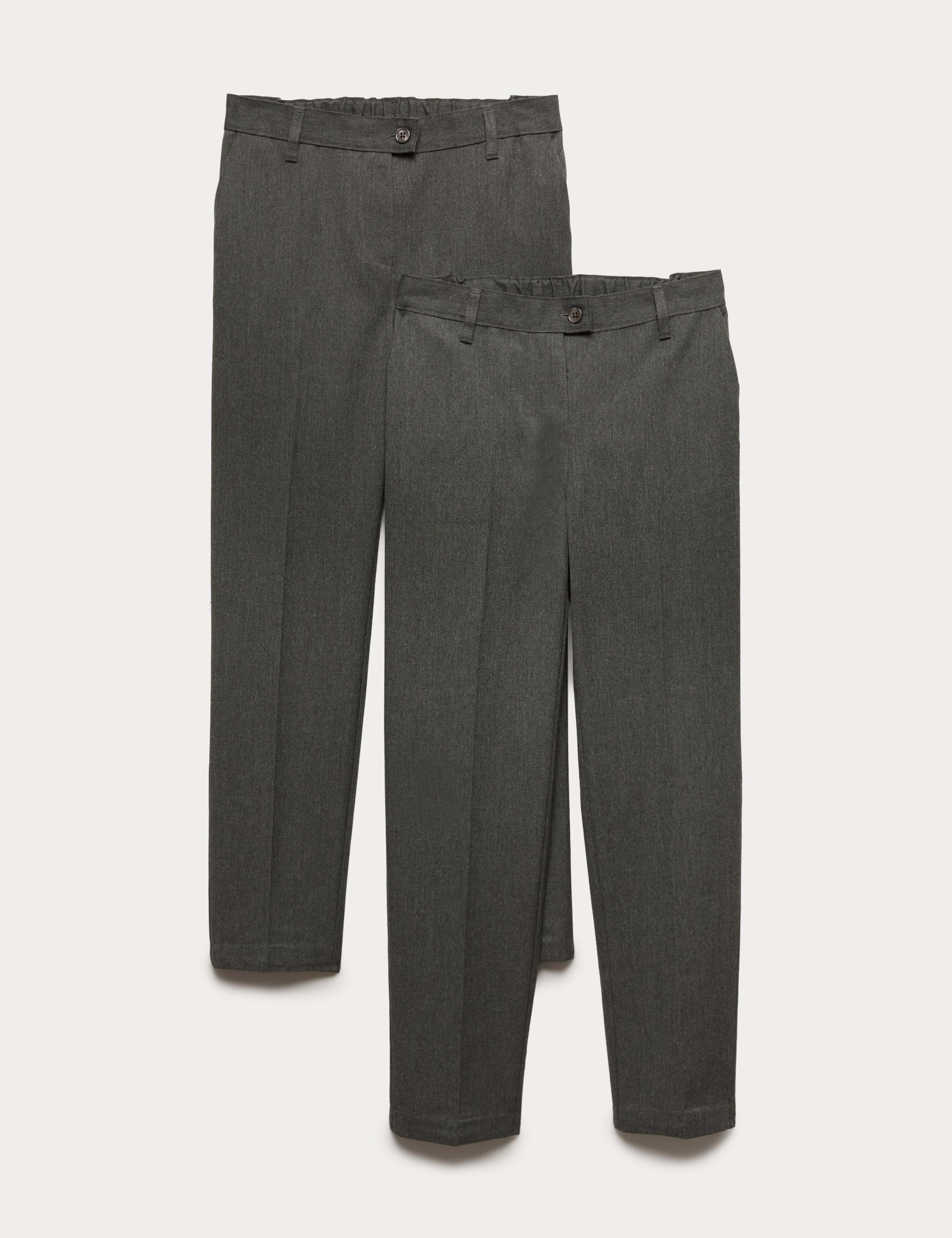 2 Pack Girls' Regular Leg Longer Length School Trousers (2-18 Yrs) 1 of 2