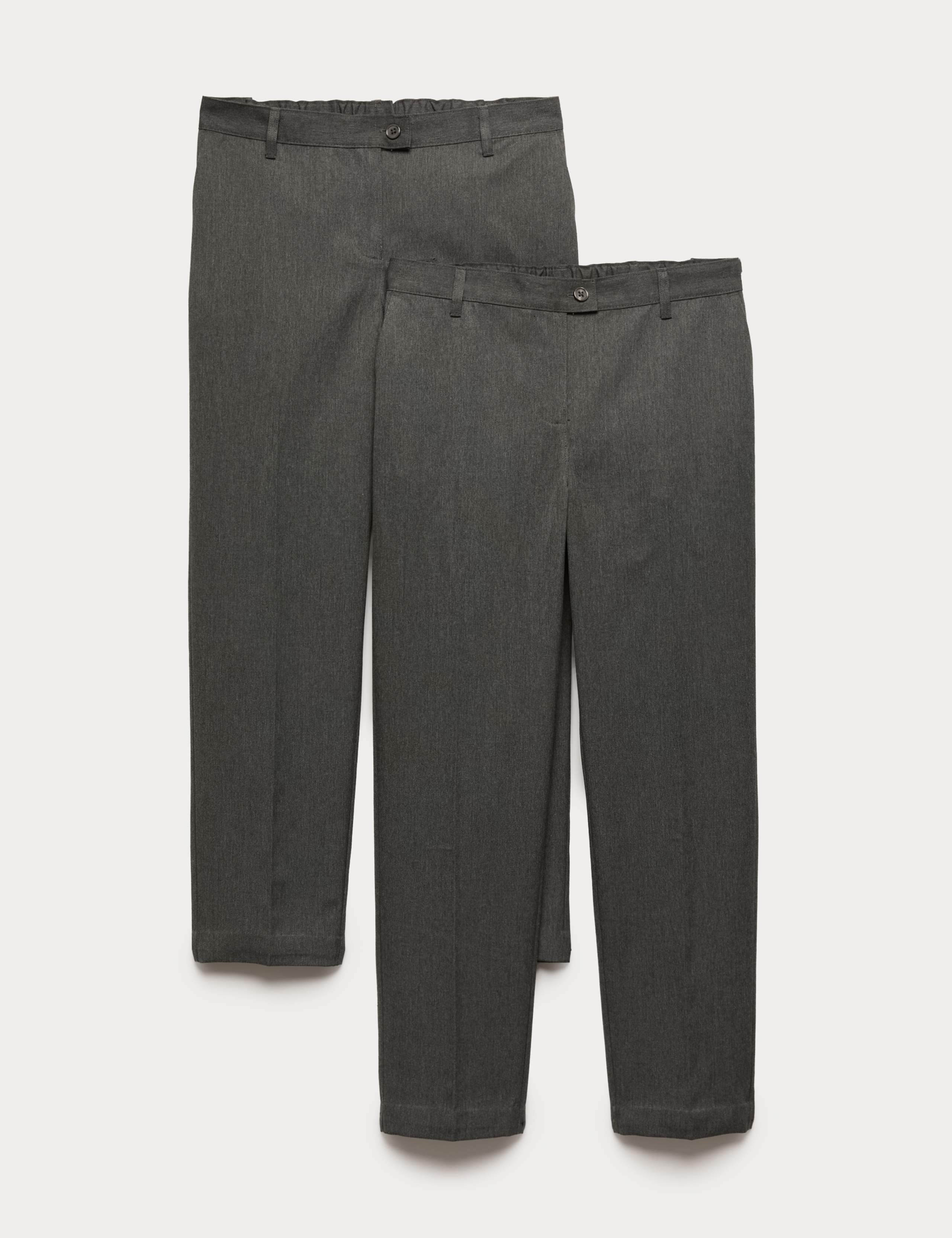 2 Pack Girls' Plus Fit Regular Leg Trousers (2-18 Yrs) 1 of 2